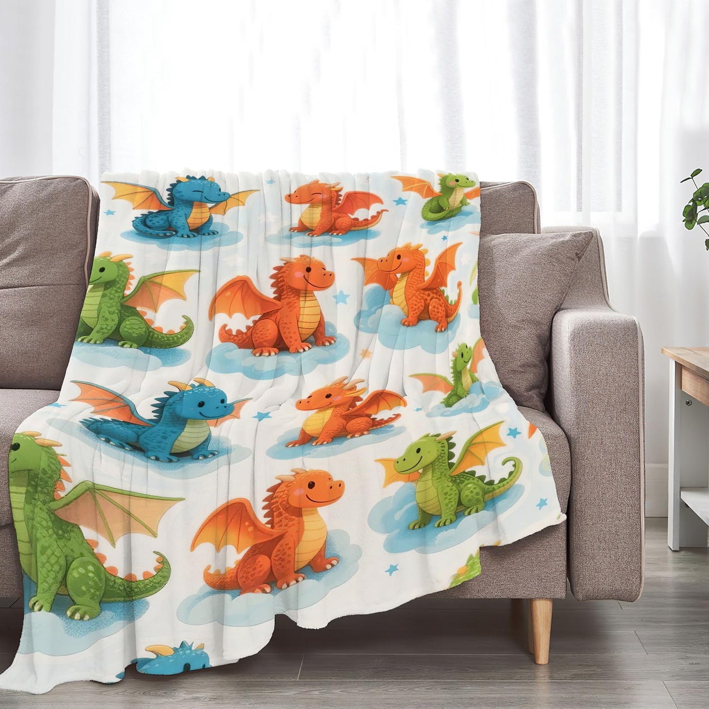 Dragon Blanket Dragon Gifts for Women Girls Cute Throw Blanket for Dragons Lover Soft Flannel Cozy Fleece Fuzzy Plush Warm Bedding Stuff for Kids Adults 40 x 50 Inch