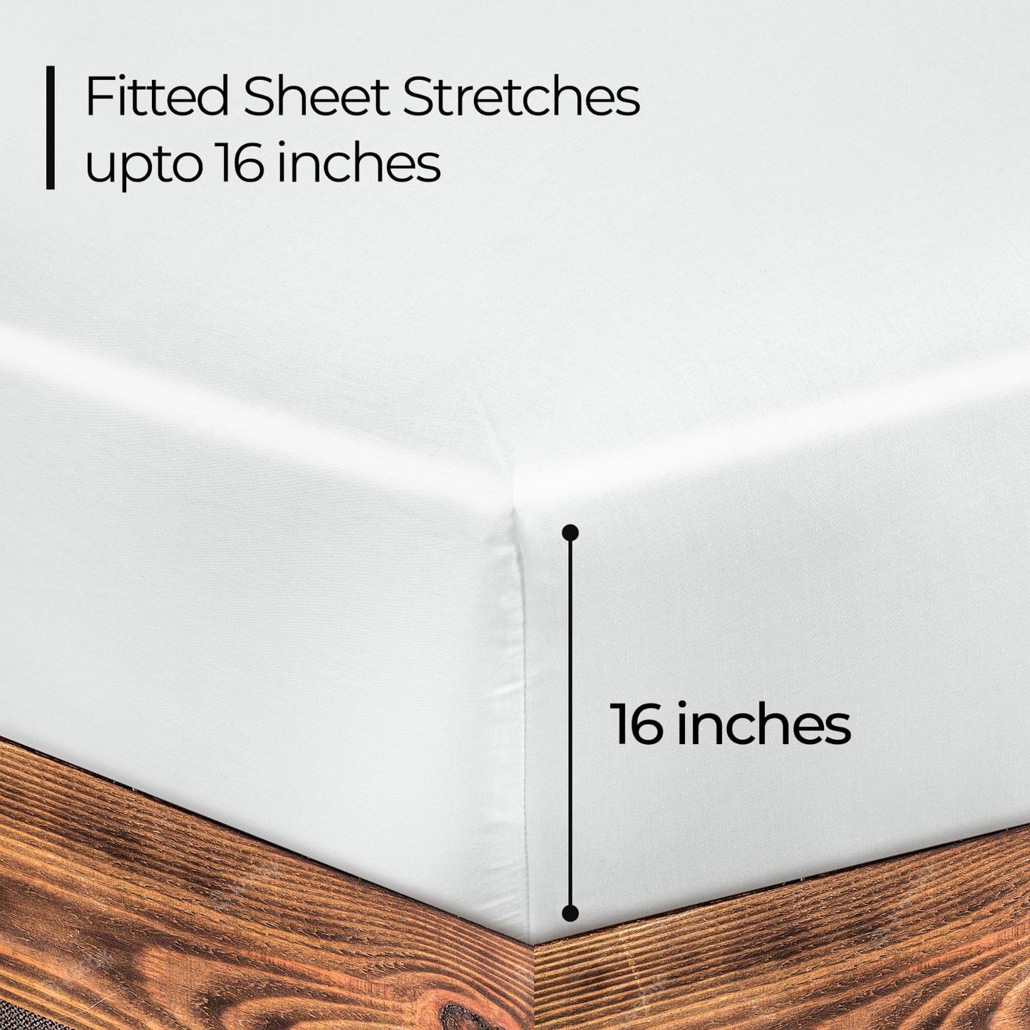 ROYALE LINENS 300 Thread Count 100% Long Staple Combed Cotton Fitted Sheet Queen - Super Soft Deep Pocket Bottom Sheet - Fitted Sheets Only - Elastic Sheets (Queen, White)