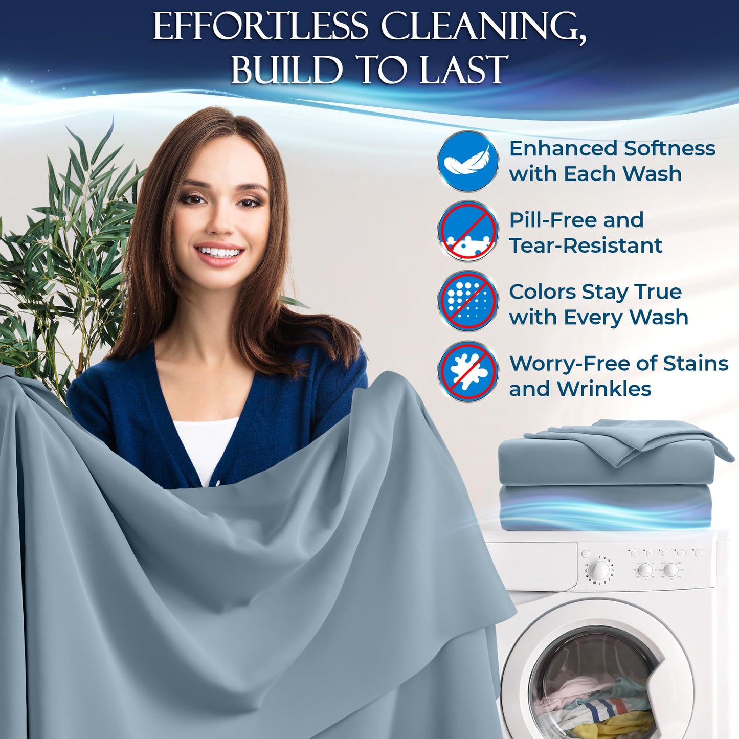 DECOLURE Cooling Sheets Full Set 4pcs - Luxurious & Ultra-Soft Full Size Cooling Sheets for Hot Sleepers - Comfortable Bamboo Viscose Microfiber Full Cooling Bed Sheets w/Deep Pockets (Light Blue)