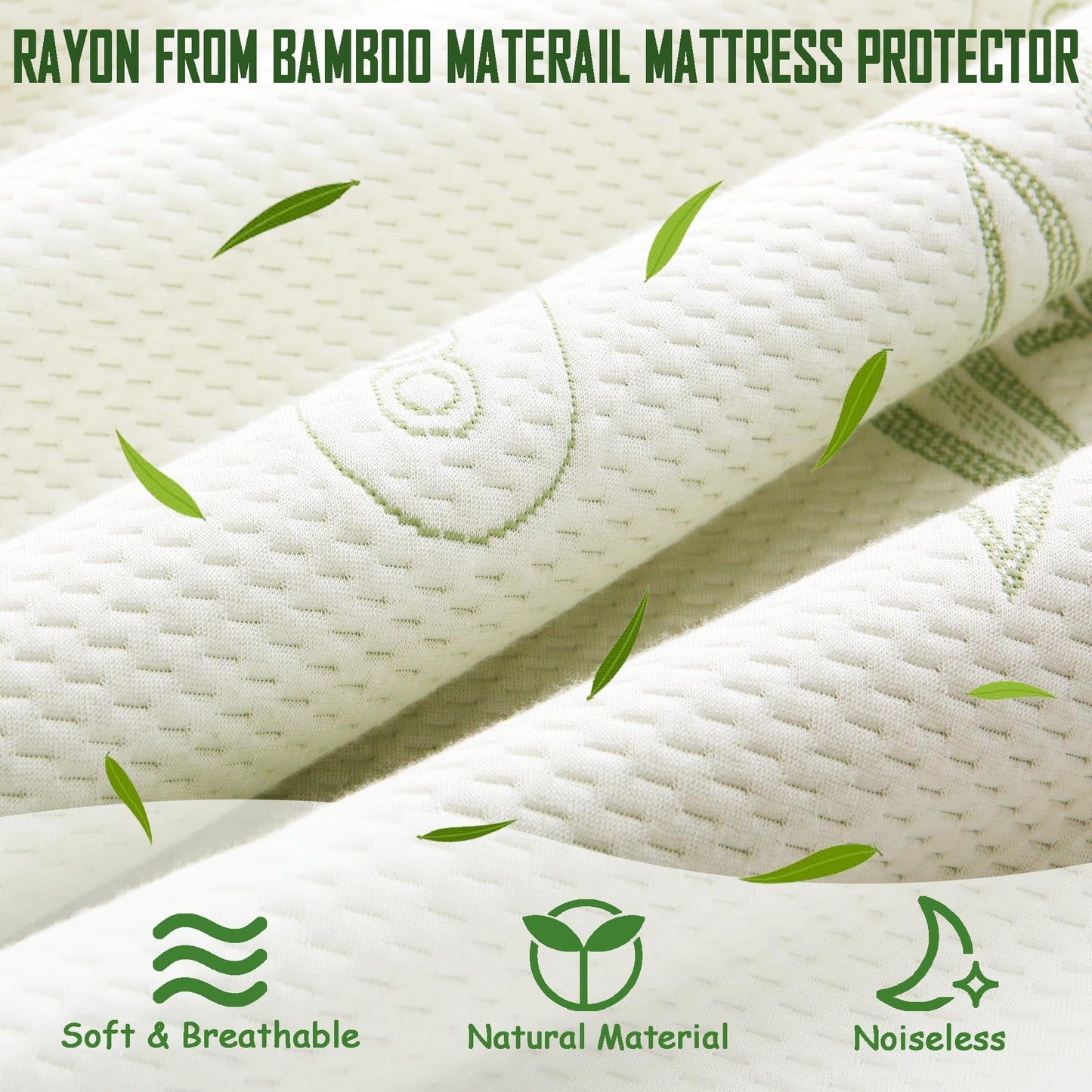 Queen Size Waterproof Mattress Protector, Premium Cooling Viscose from Bamboo Mattress Pad, Breathable, Noiseless, Cooling & Machine-Washable Bed Cover with 21" Deep Pocket