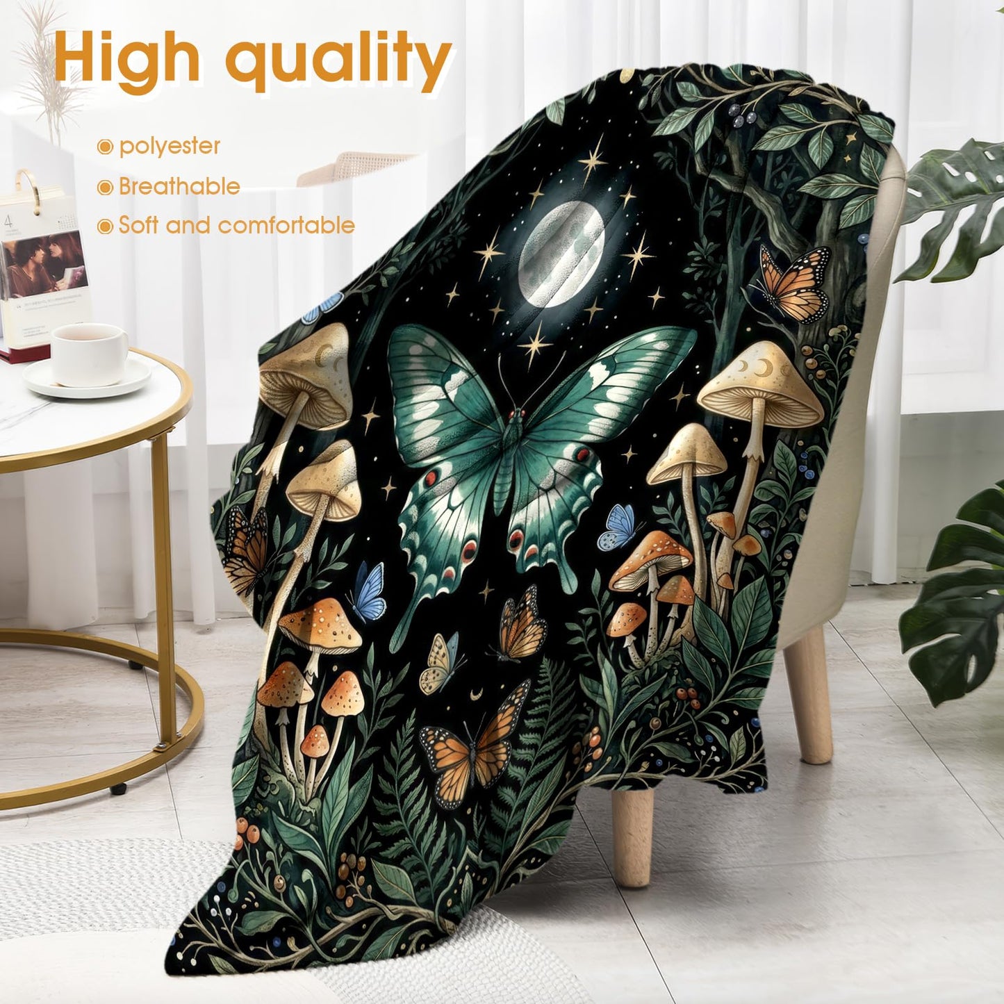 Hohoto Butterfly Throw Blanket, Birthday for Women Girls Teens, Soft Cozy Polyester Blanket for Couch Sofa Bed, Lightweight Warm Decorative Throw for Living Room Bedroom,50"x60"