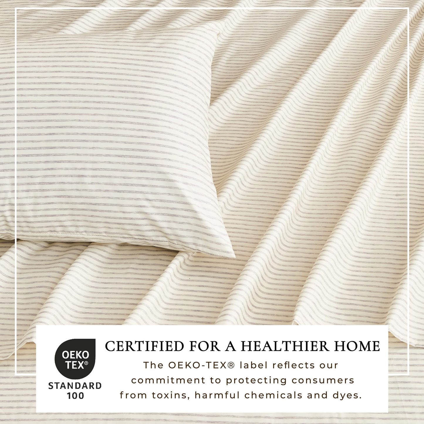 Great Bay Home Twin Size Stripe Microfiber Sheet Set - 3-Piece Ultra-Soft Bedding Sheets & Pillowcases - Wrinkle Free, Comfortable, All-Season Bed Sheets (Light Grey)