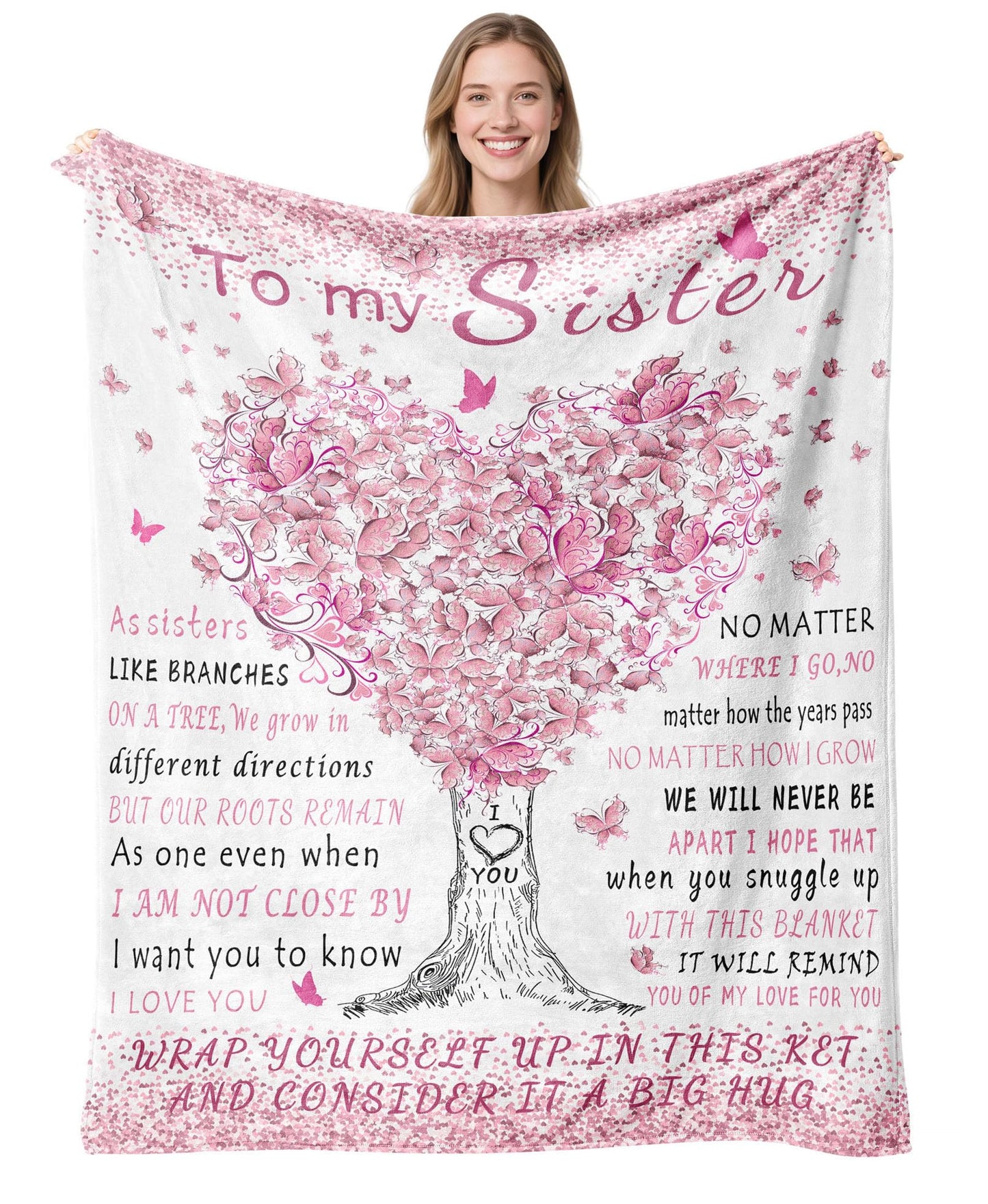 Mothers Day Blanket Gifts for Sister, Happy Birthday Sister Gifts Blanket, Sisters Gift from Sis, Sisters Gift for Christmas - Graduation - Thanksgiving Soft Throw Blanket 60" X 50"