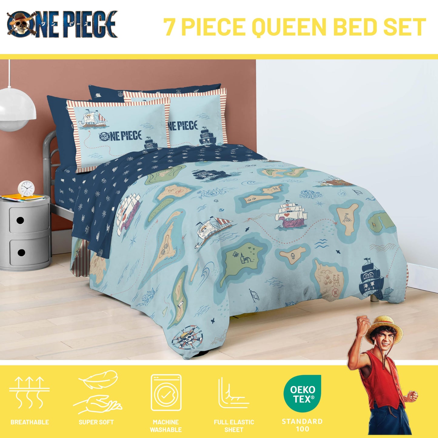 Jay Franco Kids Comforter Set Includes Sheets and Pillow Covers - Soft and Cozy Bed Set for Stylish Room Decor, Official Licensed Bedding, Multi - One Piece, 7 Piece Queen