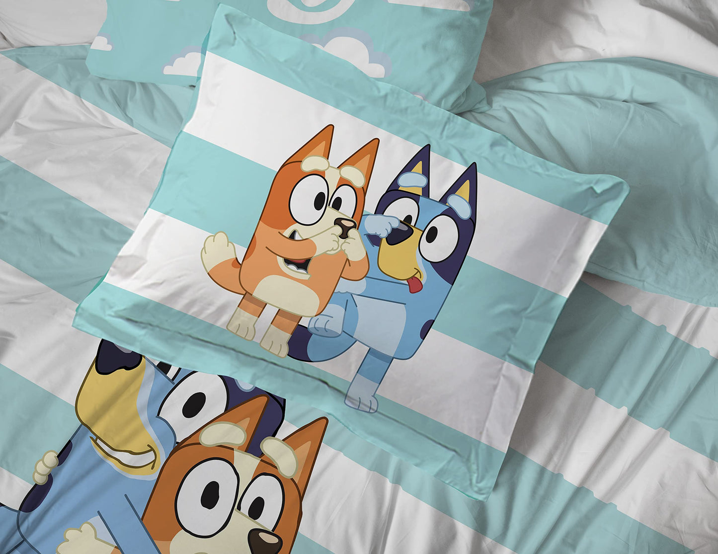 Bluey & Bingo 5 Piece Twin Bed in a Bag - Kids Comforter and Sheet Set with Sham - Super Soft Machine Washable Fade Resistant Microfiber, Oeko TEX Certified (Official Licensed Product) by Jay Franco