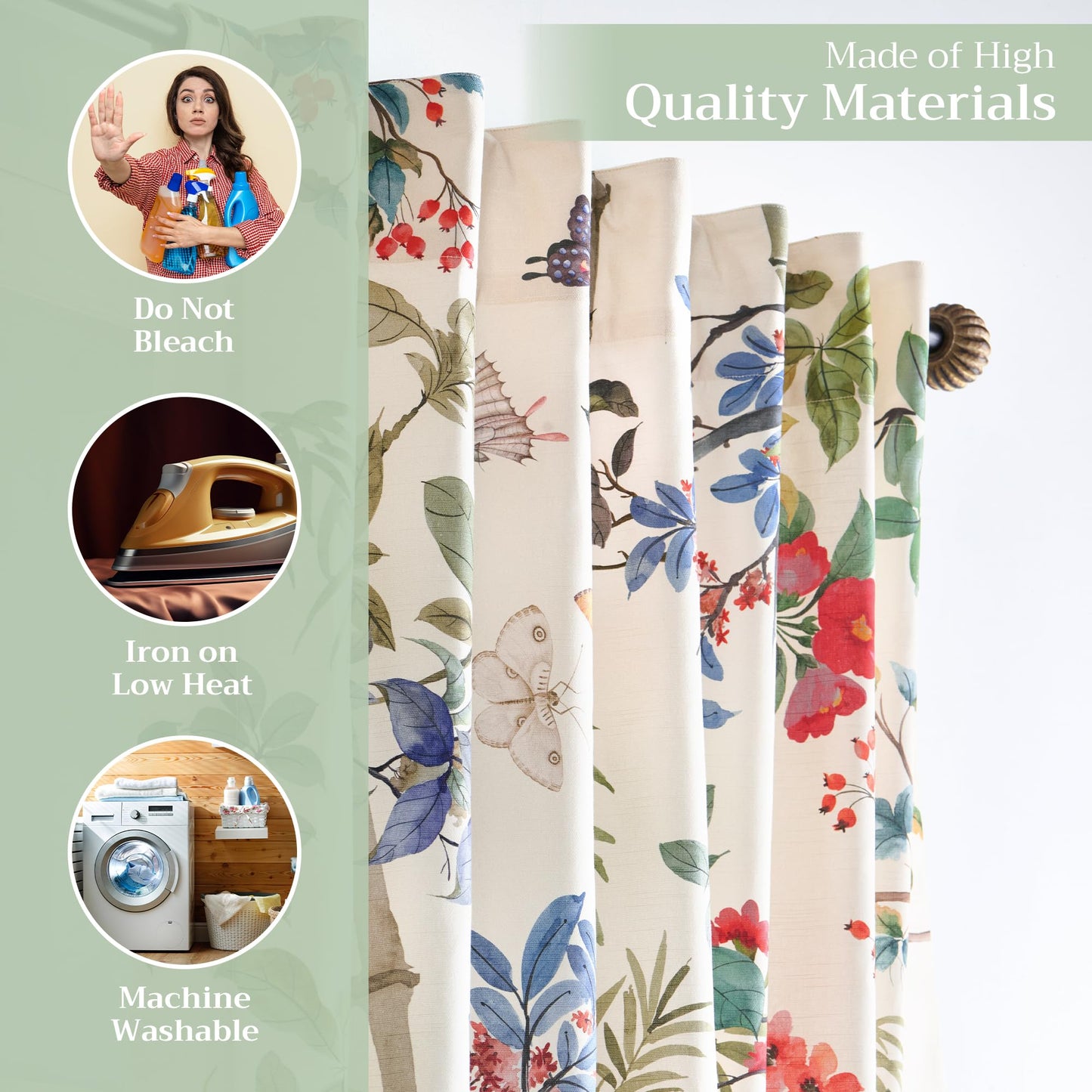Maison d' Hermine Curtains for Living Room 100% Cotton 96 inch Length One Panel Light Filtering Curtains for Windows with Rod and Loop Pockets Spring Summer (Canne - Light Beige, 50" W x 96" L)