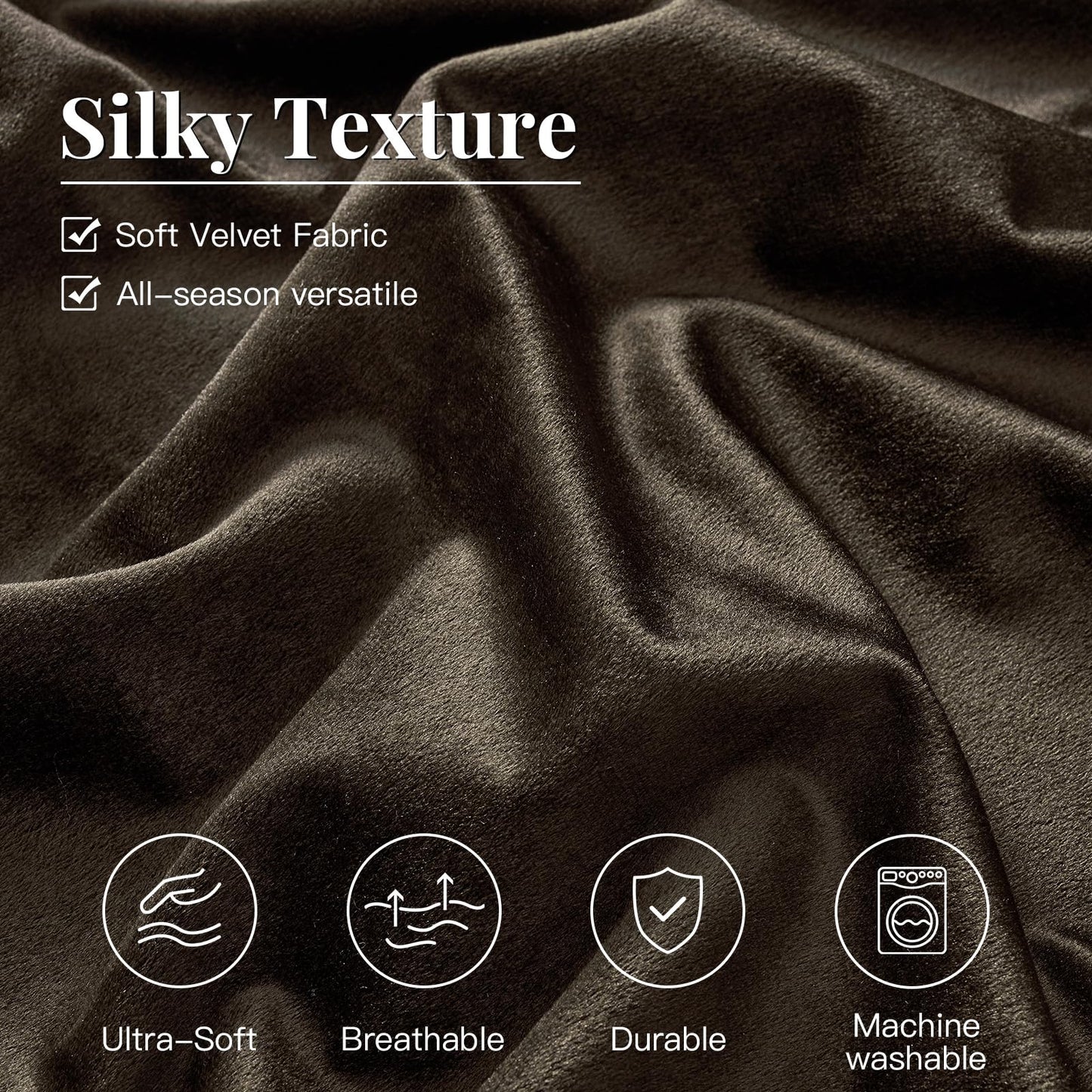 Bedding Velvet King Comforter Sets: Brown 3 Pieces Luxurious Ultra Soft Bed Set Suitable for All Seasons - Chocolate Cozy Striped Farmhouse Rustic Lightweight Men Women Bedroom Comforters with 2 Shams