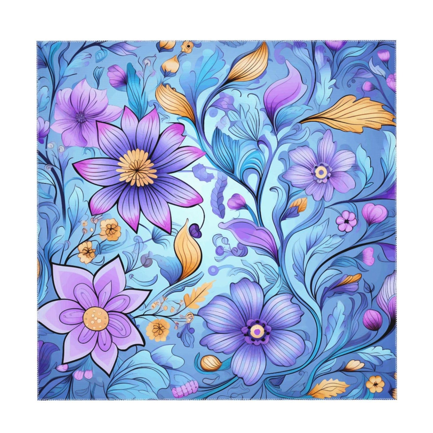 Entemne Square Table Cloth 55x55 Inch Purple Floral Pattern Tablecloth Washable Soft Wrinkle Free Dust Proof Card Table Cover for Tea Party Picnic Kitchen Dining Decor