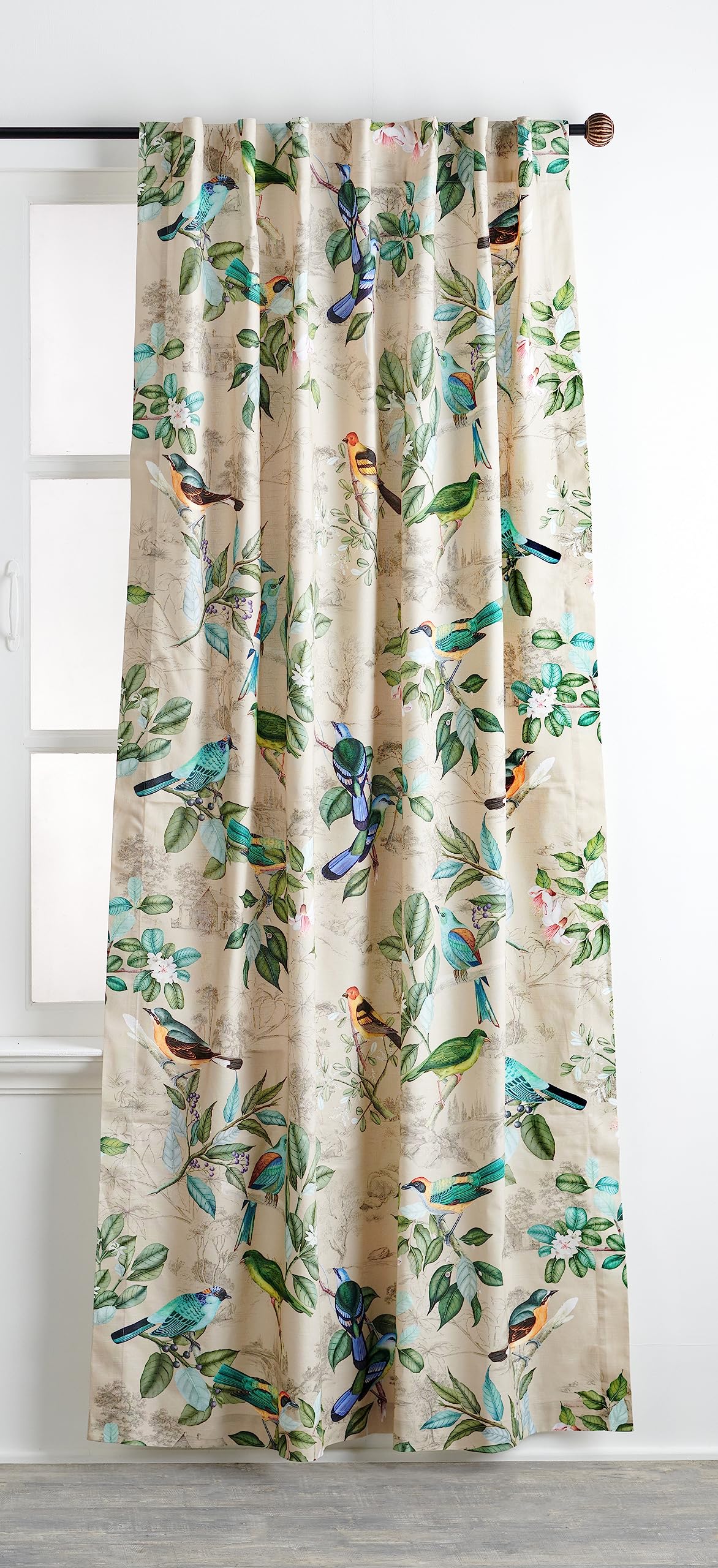 Maison d' Hermine Curtains for Living Room 100% Cotton 96 inch Length One Panel Light Filtering Curtains for Windows with Rod and Loop Pockets (Solstice - Garden Glade, 50" W x 96" L)