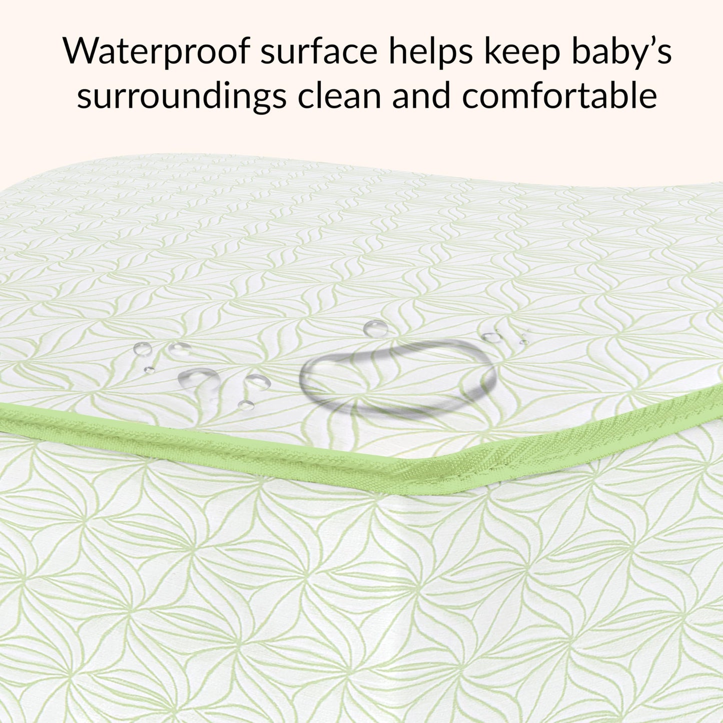 Dream On Me Meadow Firm Fiber Crib & Toddler Mattress – Willow Green, Waterproof Vinyl Cover, GREENGUARD Gold & BSA Certified, Made in USA, Fits Full Size Cribs & Toddler Beds