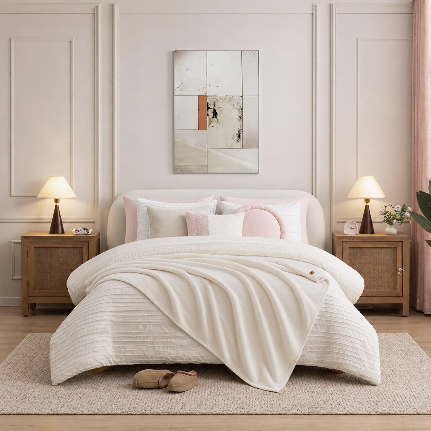 UGG Coco Plush Fleece Throw Blanket – Soft & Cozy Blanket for Couch, Bed & Sofa, Perfect for Home Decor, House Warming Gifts or Luxurious Birthday Gifts for Women, 50" x 70", Off-White Snow