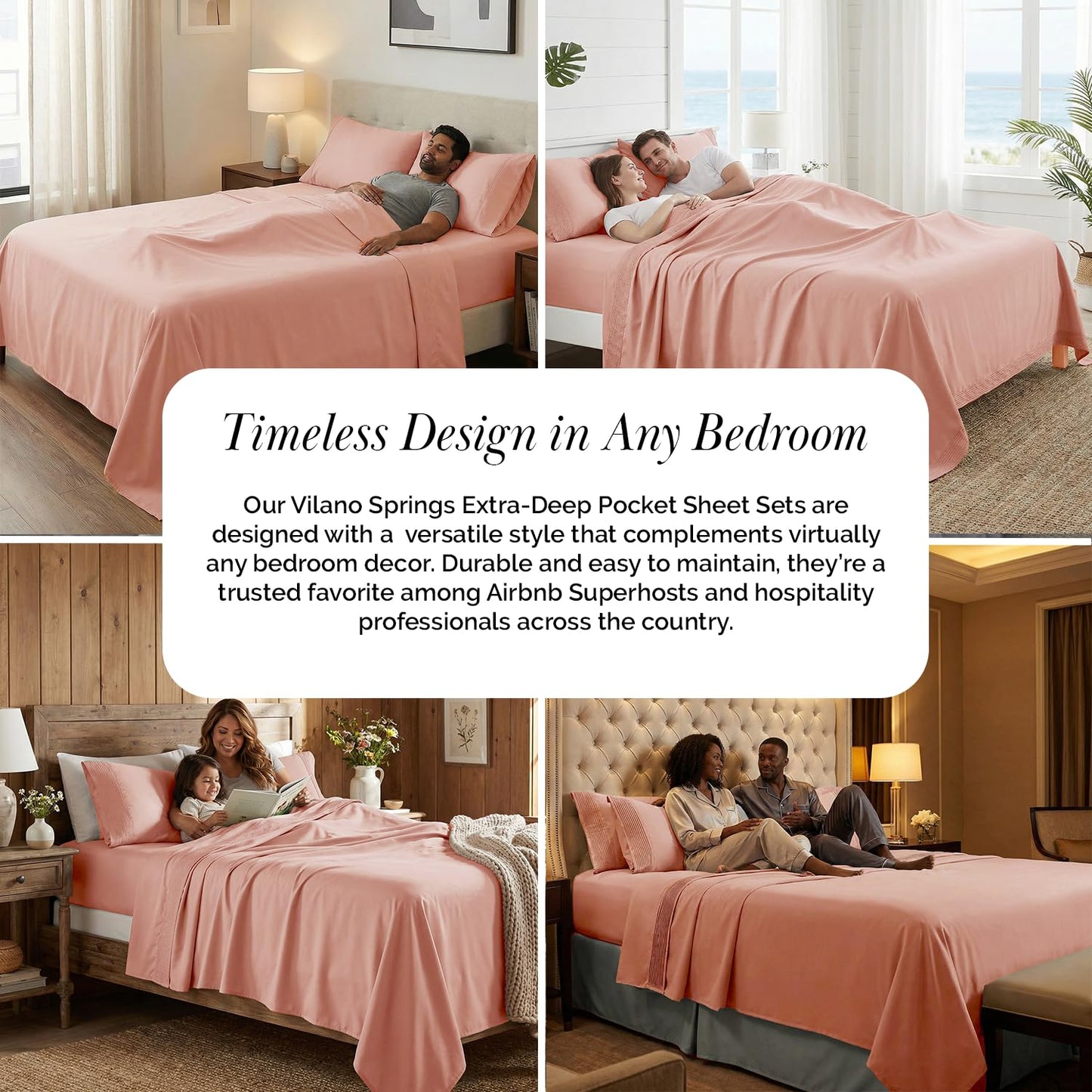 Southshore Fine Living, Inc. Luxury Hotel Quality Queen Sheet Set, 4 Piece Pleated Hem 21 Inch Deep Pocket Queen Sheets, Easy Care Microfiber, Fade & Wrinkle Resistant, 2 Pillow Cases – Blush Sheets