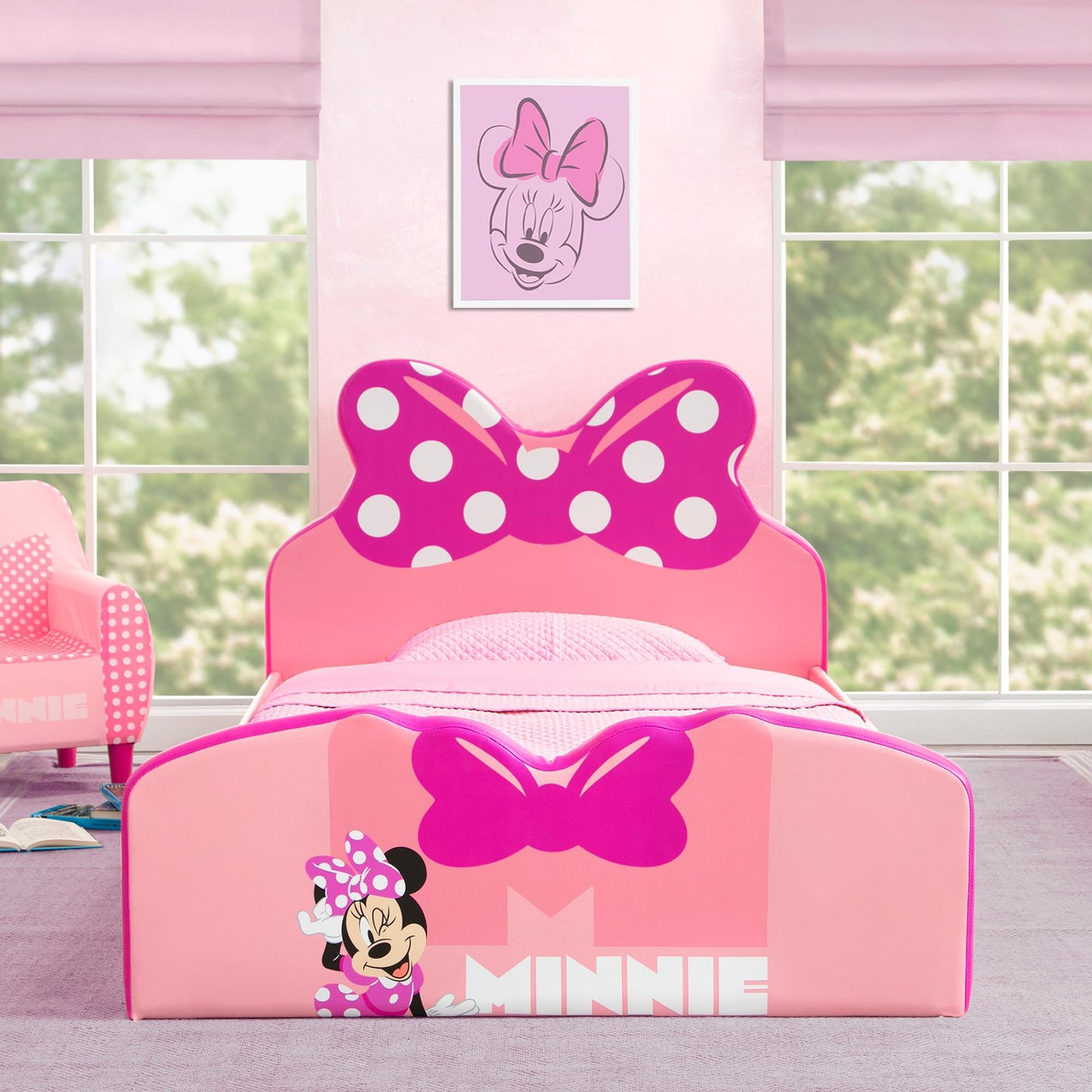 Delta Children Disney Minnie Mouse Upholstered Twin Bed, Pink
