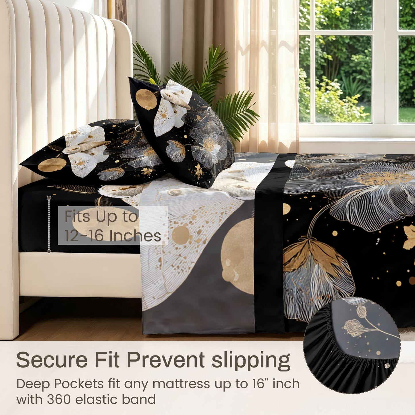 Luna Moth Full Sheet Set 4 Pcs Witchy Aesthetic Bed Sheets