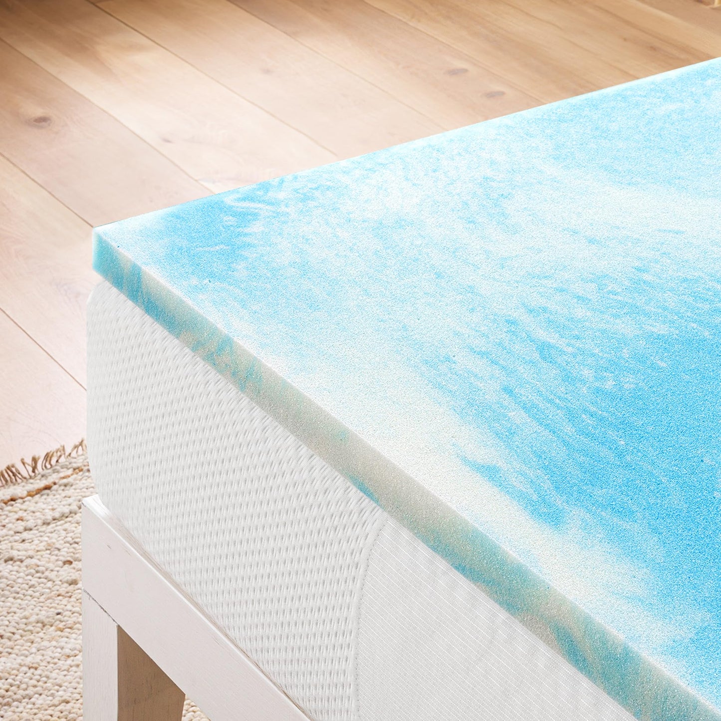 Best Price Mattress 1.5 Inch Swirl Gel AeroBreeze Cooling Air Flow Memory Foam Mattress Topper, Dorm Essentials, Twin