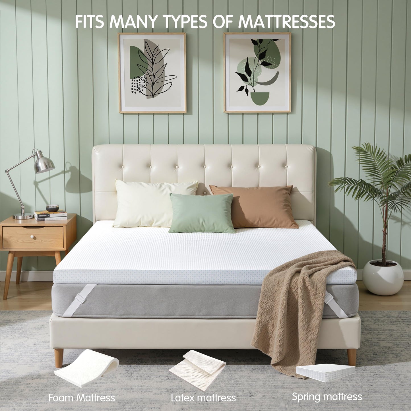 Subrtex Mattress Topper Cover (Only Cover) Mattress Protector Bedding Rayon Made from Bamboo Removable Mattress Encasement Mattress Cover with Zipper (4 Inch, White, Twin)