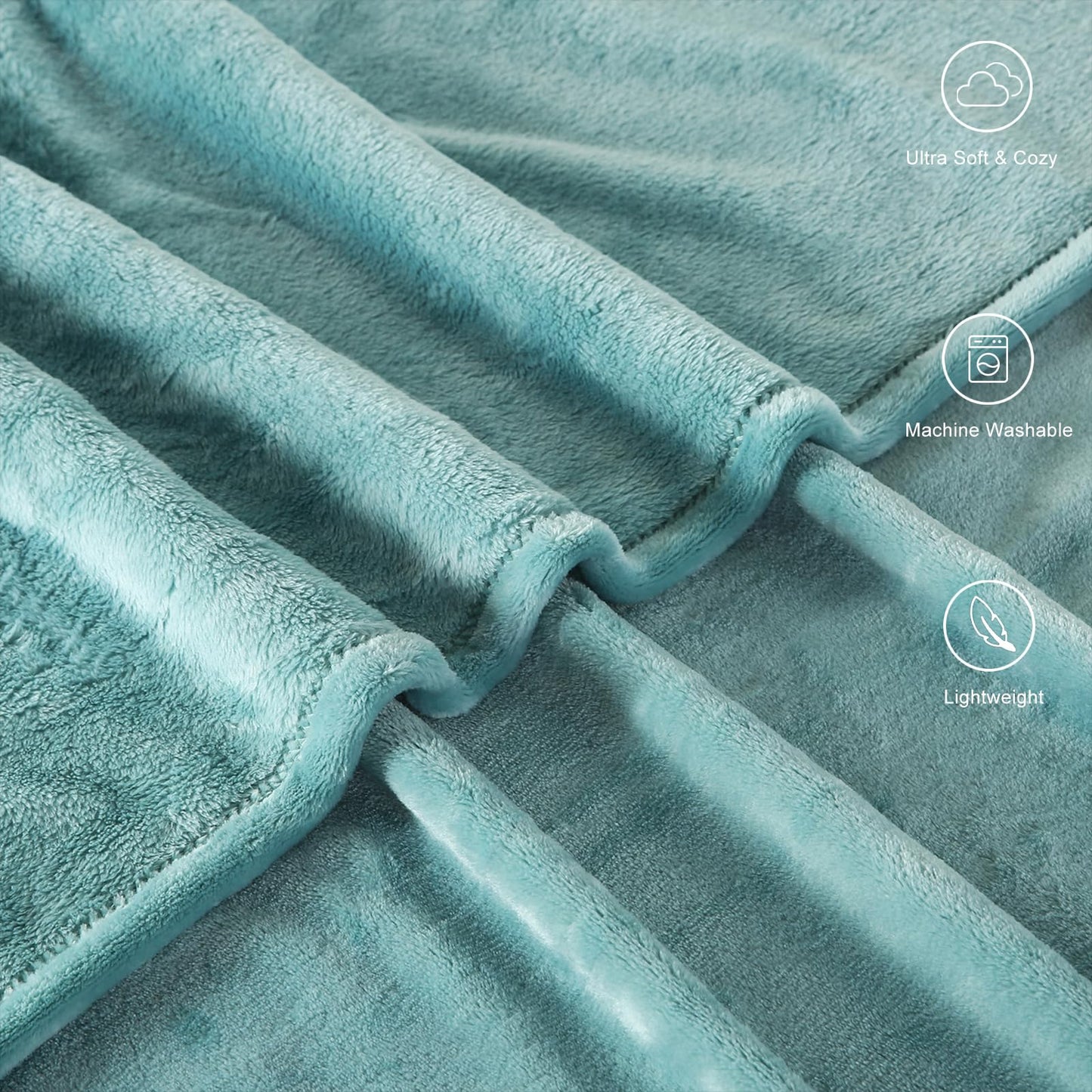 TASTHROW Bluishgreen Throw Blanket 50x60 Inches, Soft Plush Cozy Fleece Flannel Throw Blanket, Lightweight Warm Throws for Bed, Couch, Bedroom and Living Room, All Seasons
