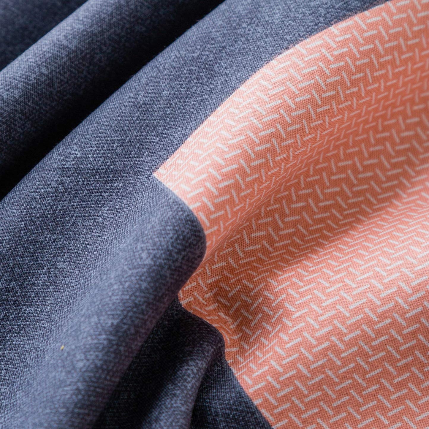 YuHeGuoJi Peach Geometric Duvet Cover Queen 100% Cotton 3 Pcs Set 1 Pink Navy Striped Duvet Cover with Zipper Ties 2 Pillowcases Modern Farmhouse Blue Chevron Patterned Bedding Set Soft