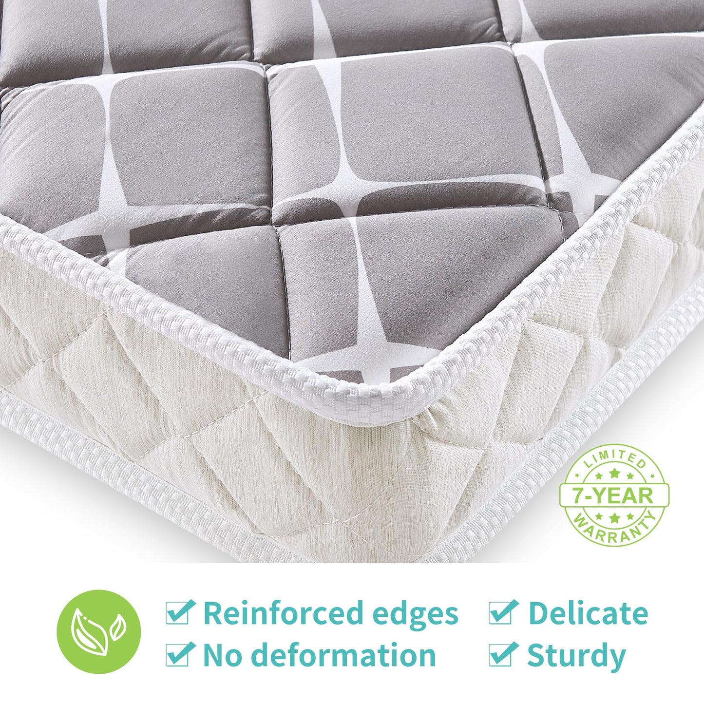 Tiankehan Premium Hypoallergenic Baby Crib Mattress and Toddler Mattress - 52" x 27.6" x 5" - Breathable - Firm Soft - Fits Standard Cribs and Toddler Beds