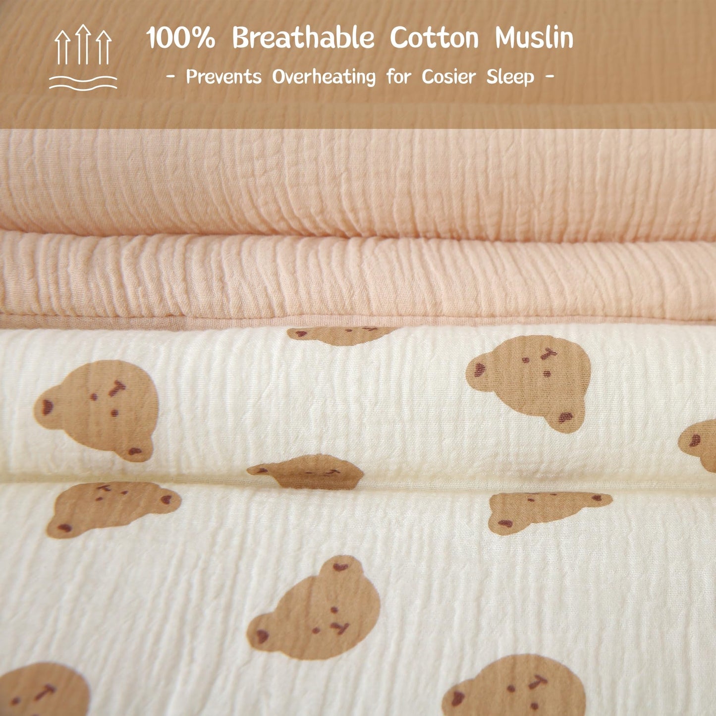 CLoucl Cotton Muslin Toddler Comforter/Quilt,Ultra Soft & Breathble Muslin Toddler Blanket,All Season Baby Blankets for Boys and Girls, Machine Washable,41"x48"