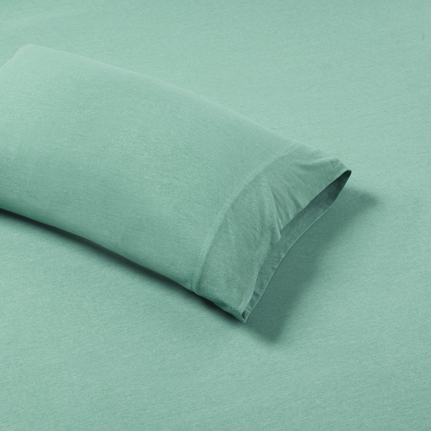 Intelligent Design Cotton Blend Jersey Knit Bed Sheet Set Wrinkle Resistant, Soft Sheets with 14" Deep Pocket, All Season, Cozy Bedding-Set, Matching Pillow Case, Twin XL, Aqua 3 Piece