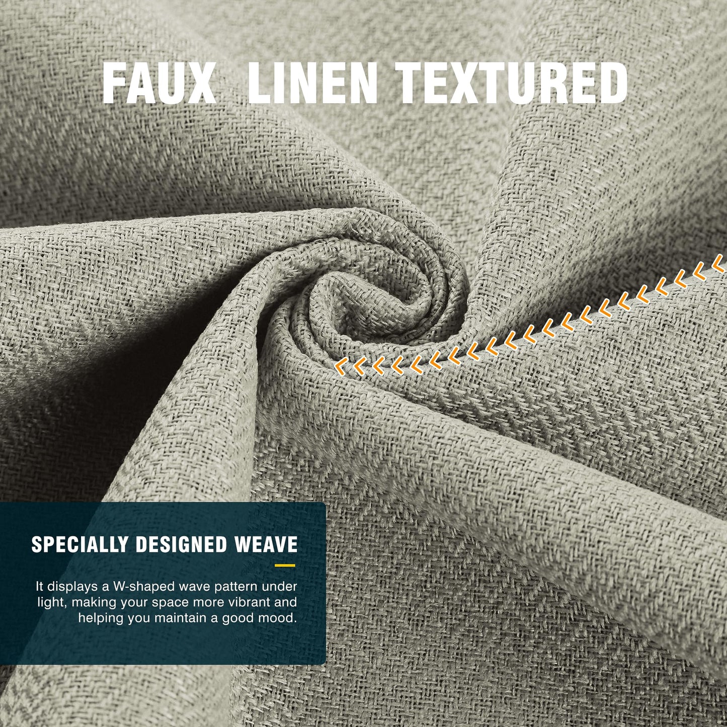 SABALANICA 2 Panels 100% Blackout Linen-Textured Curtains, Thick Thermal Insulated Grommet Drapes with Subtle Herringbone Weave, Luxury Decor for Bedroom/Living Room, 54 x 84 Inches, Grey