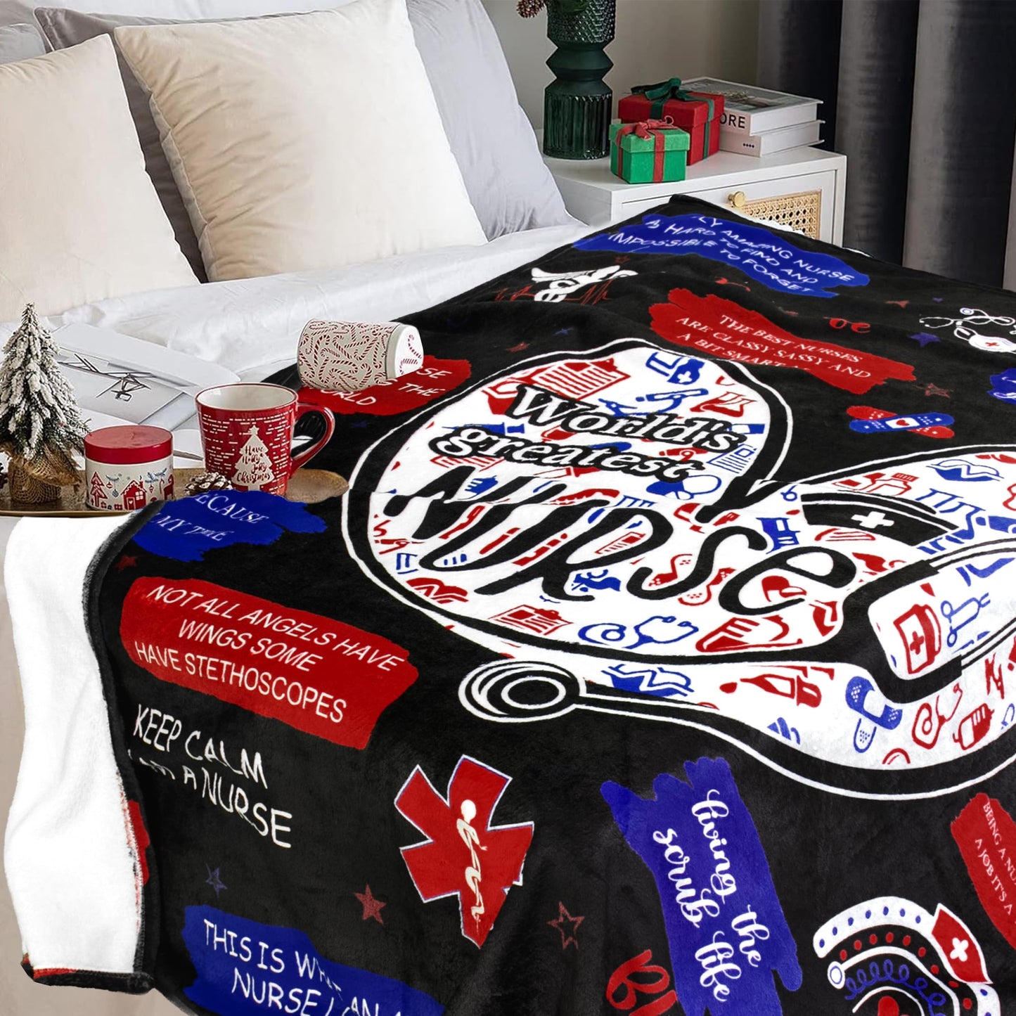 Sulpoie Nurse Gifts for Women Men, LPN RN Nurses Week/Day Appreciation Gift, Nursing Student Graduation Gift Throw Blanket 60" x 50"