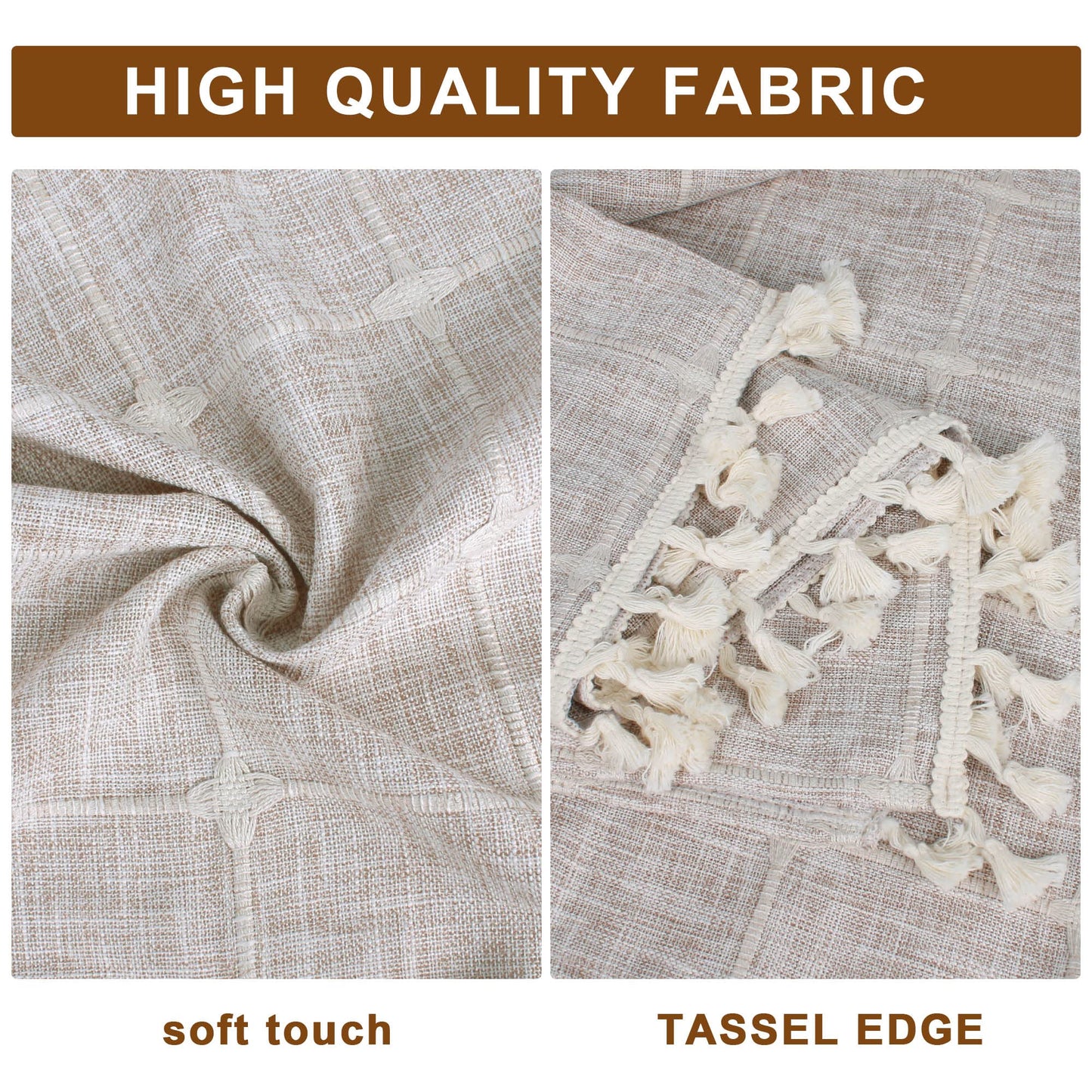 Ajerg Coffee Table Cloth, Boho Coffee Table Cover for Living Room Tablecloth Cover with Pockets & Tassel, Rectangle Striped Coffee Tablecloths Washer Dryer Fridge Top Dust Cover - 20x57inch