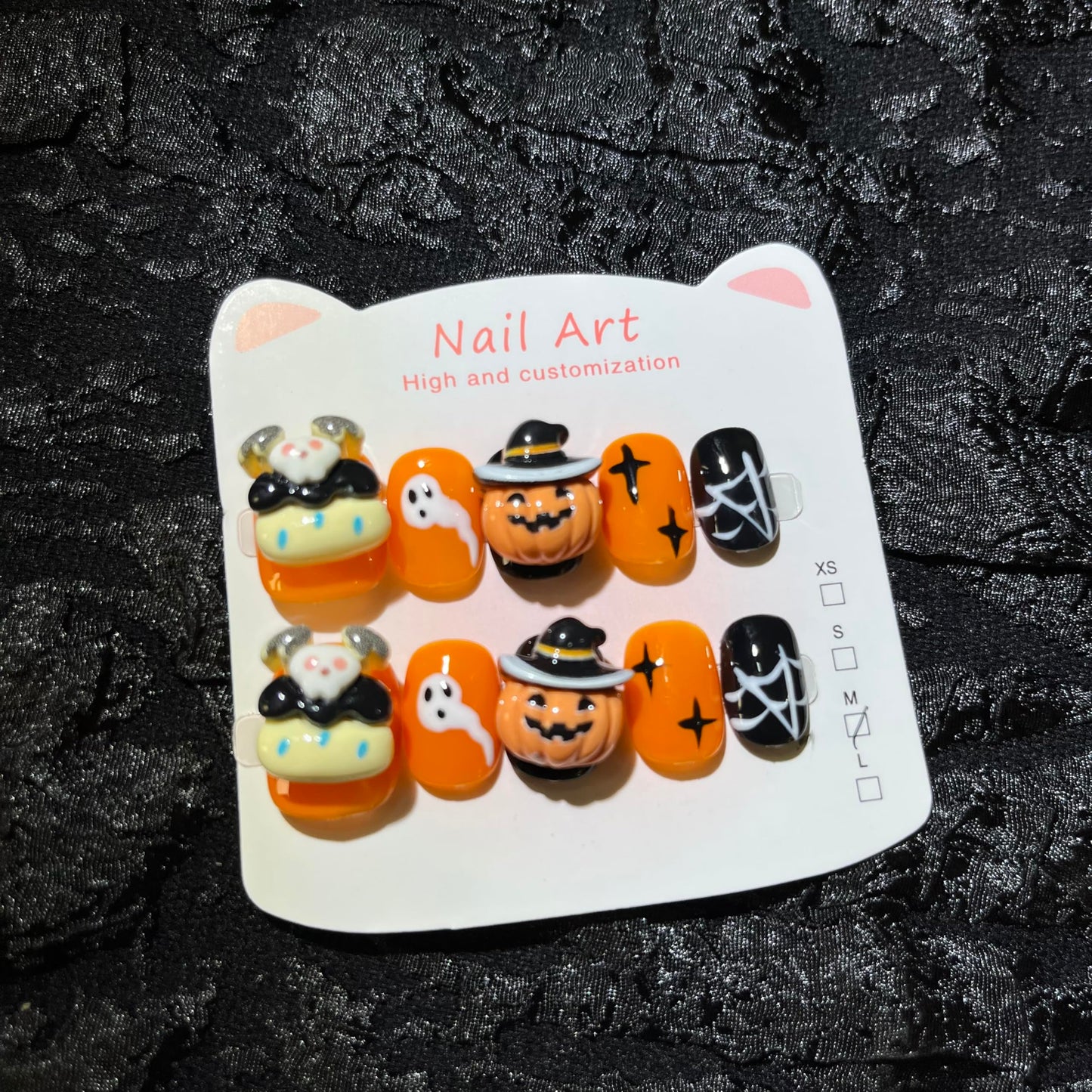 Short Press on Nails Handmade Nails 10Pcs Cute Style Manual Nail Art Bear Nails for Women Party Holiday Photo 2.5CM Size S