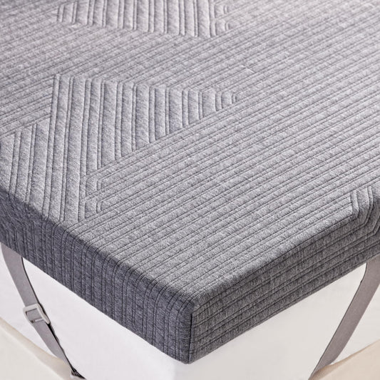 BDEUS 3 inch Extra Firm Memory Foam Mattress Topper King Size for Big Guys, Supportive Mattress Pad for Back Pain Relief, Firm Foam Bed Topper with Senior Grey Cover, 76 × 80 Inch