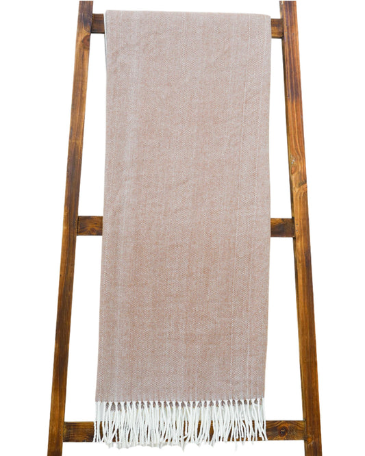 Alashan - Cotton Acrylic Adirondack Herringbone Woven Throw - Soft Lightweight Cashmere Throw, Toffee