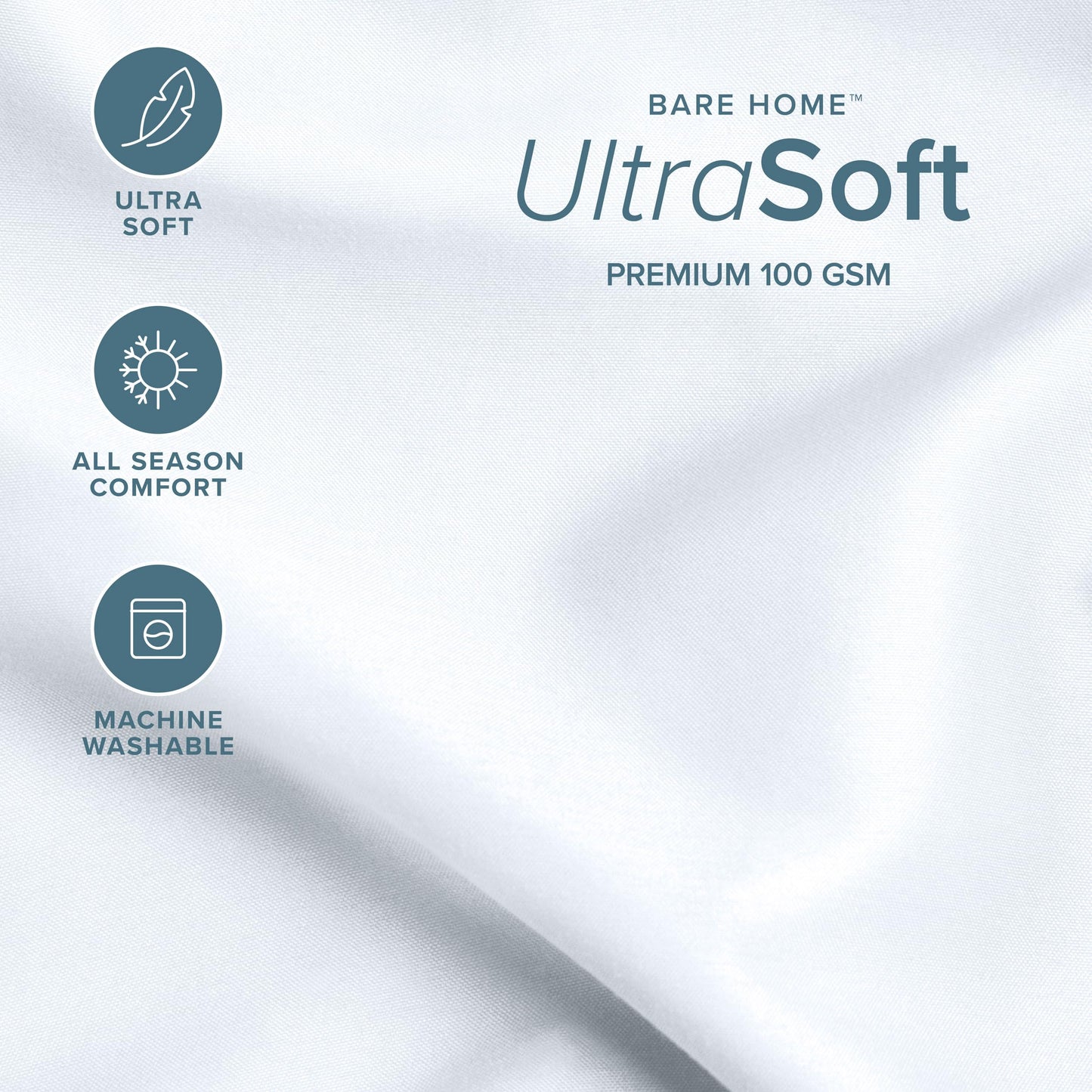 Bare Home Twin XL Sheet Set - 22" Deep Pockets - College Dorm Size - Luxury 1800 Ultra-Soft Microfiber Twin Extra Long Bed Sheets - Easy Fit - Extra Soft - 3 Piece Set - Bed Sheets (Twin XL, White)