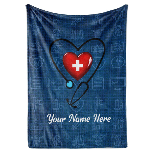 Customized Nurse Blanket - Ships Next Day, Printed in USA - Soft Fleece or Sherpa Blanket - Personalized Throw, Nurse Appreciation
