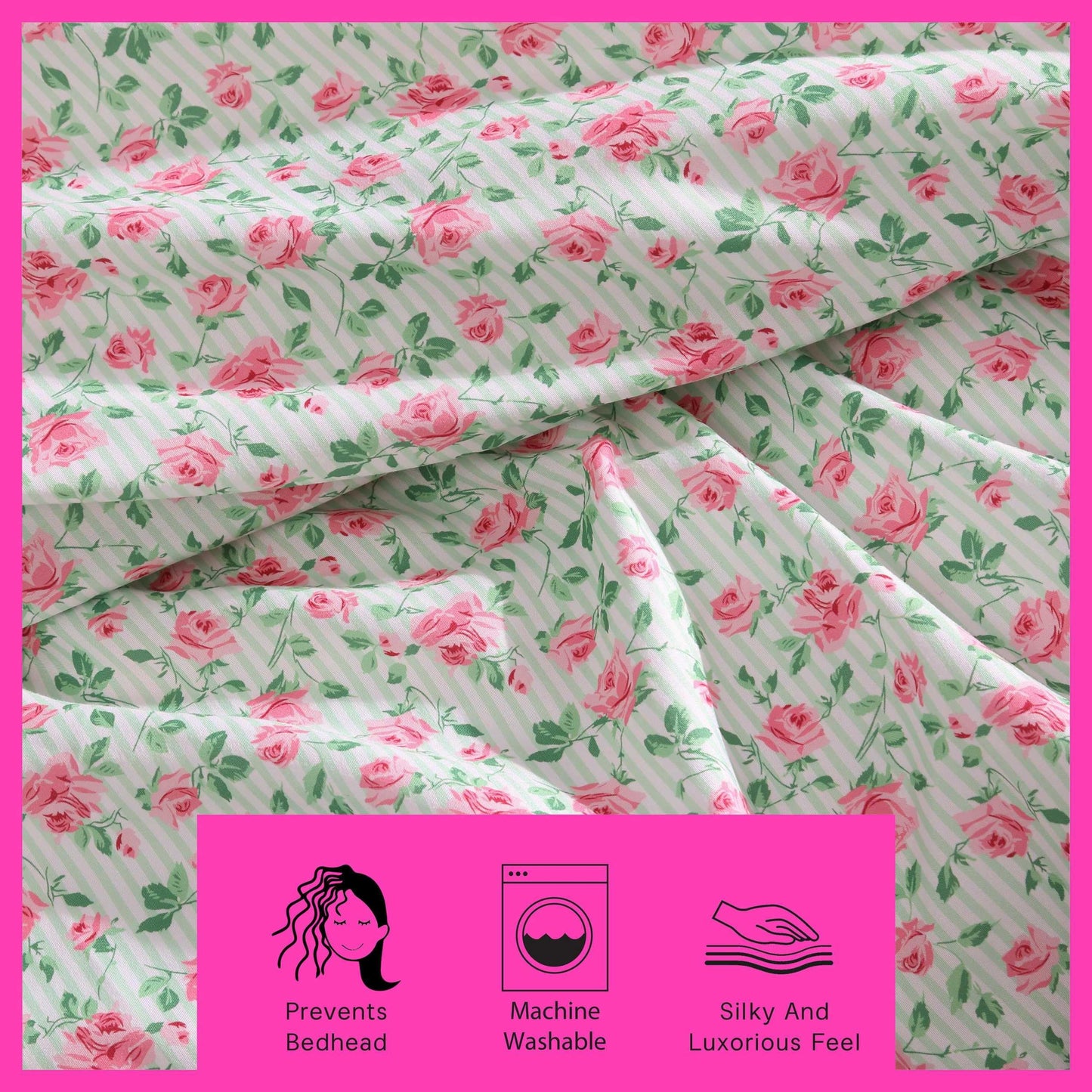 Betsey Johnson - Queen Bed Sheets, Fade & Wrinkle Resistant Bedding Set with Matching Sham(s), Soft & Lightweight Bedding Essentials (Flower Fun Green, Queen)