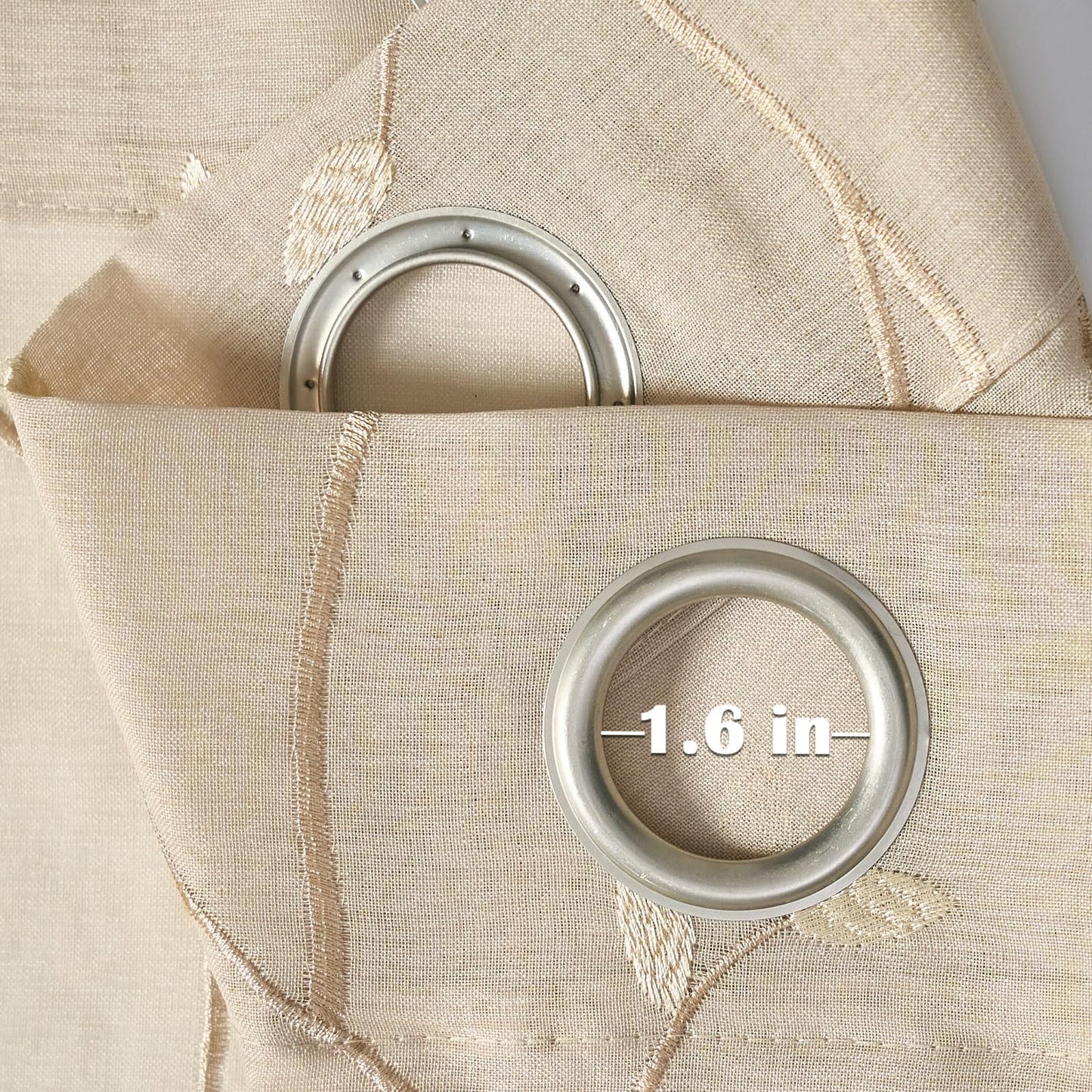 jinchan Sheer Curtains for Bedroom 96 Inch Length Leaf Embroidered Semi Sheers for Living Room Botanical Embroidery Voile Transparent Grommet Window Treatments 2 Panels