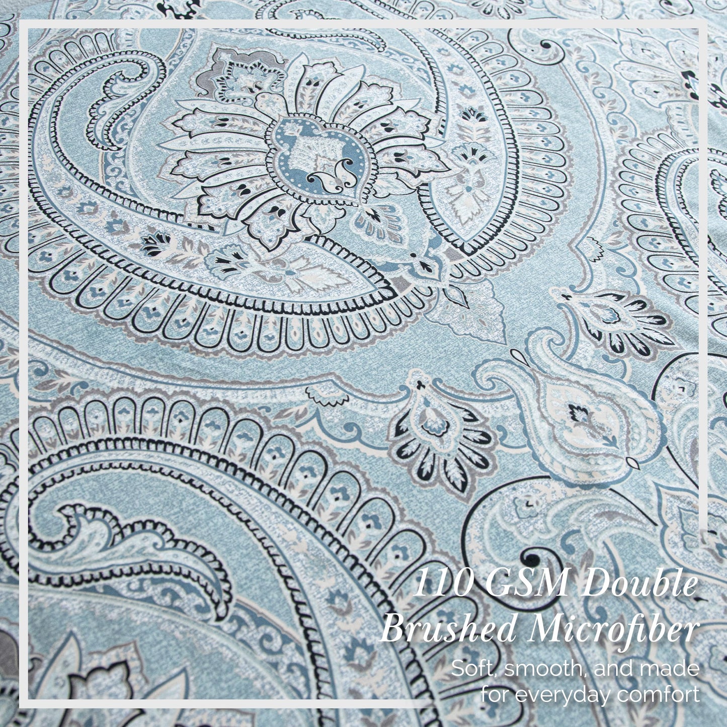 Southshore Fine Living, Inc. Reversible Paisley Cal King Duvet Cover Set, Oversized Boho California King Duvet Cover, Pet Hair Resistant Bedding, 2 Pillow Shams, Insert Not Included - Pure Melody Aqua