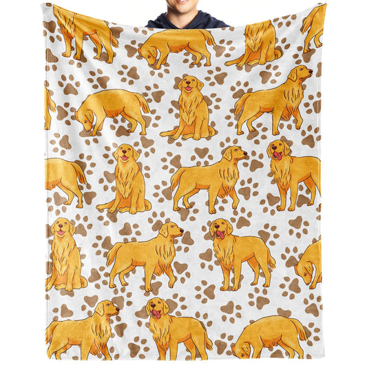 AIOMXZZ Golden Retriever Blanket Gifts, 30"x40" Dog Pattern Flannel Fleece Throw Blanket Soft, Lightweight, Comfortable, Warm Golden Retriever Themed Blanket for Humans Adults Kids