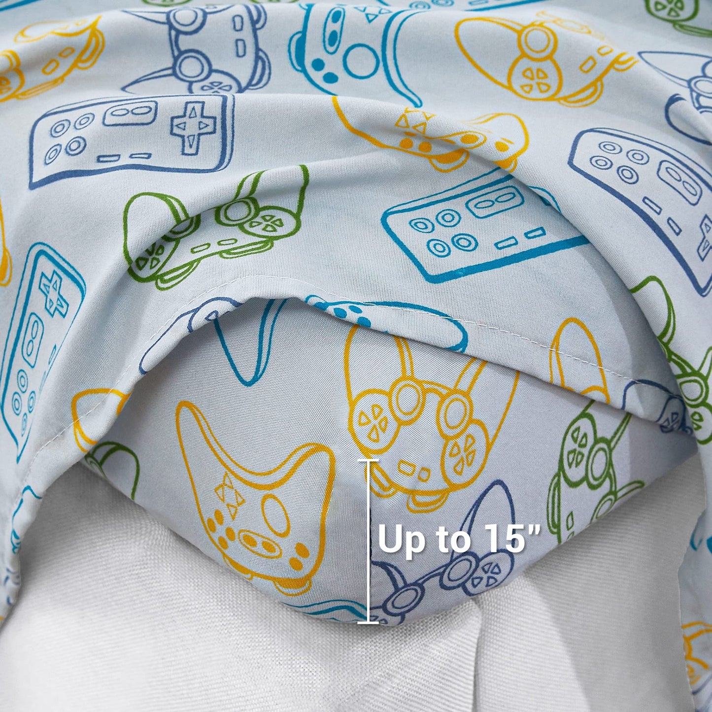 Viviland 3 Pieces Boys Grey Twin Sheet Set - Soft Microfiber Fitted Flat Sheets & Pillowcase - Game Player Paddle Printed Bedding Sets - for Kids & Toddlers