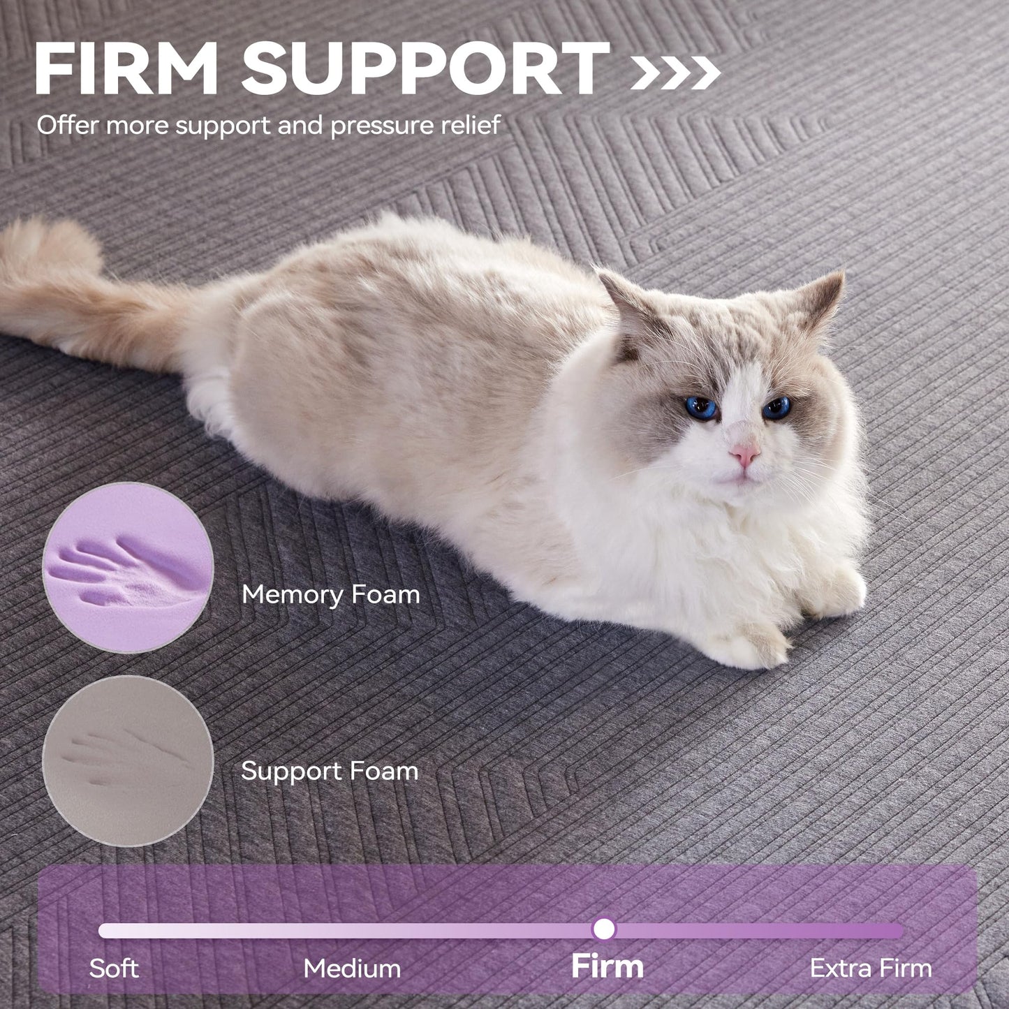 BDEUS 3 inch Firm to Extra Firm Memory Foam Mattress Topper Twin Size for Big Guys, Supportive Mattress Pad for Back Pain Relief, Firm Foam Bed Topper with Senior Grey Cover, 39 × 75 Inch