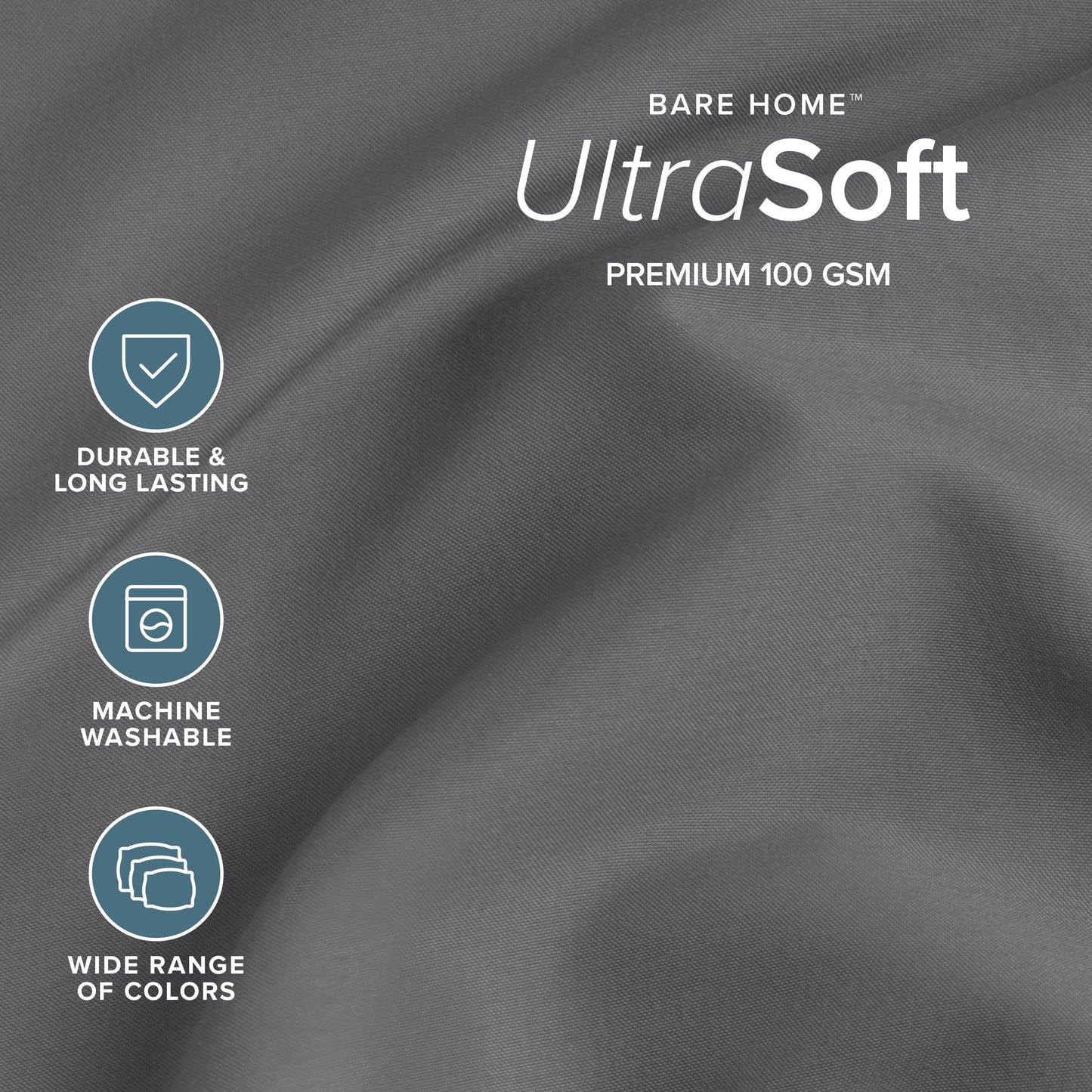 Bare Home Queen Sheet Set - 1800 Ultra-Soft Microfiber Queen Bed Sheets - Double Brushed - Deep Pockets - Easy Fit - 4 Piece Set - Bedding Sheets & Pillowcases (Queen, Grey)