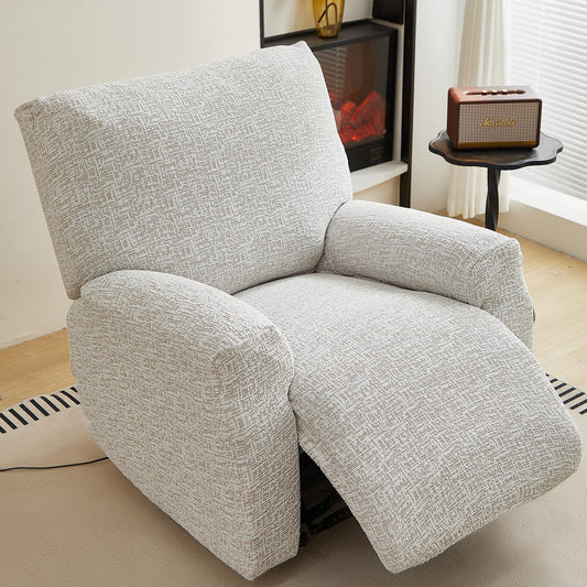 vctops Rustic Linen Look Recliner Chair Covers Washable, 4 Pieces Soft Chenille Recliner Cover, Anti Slip Stretch Couch Cover Sofa Slipcovers Furniture Protector for Dog,Kids (Coffee,1 Seater)