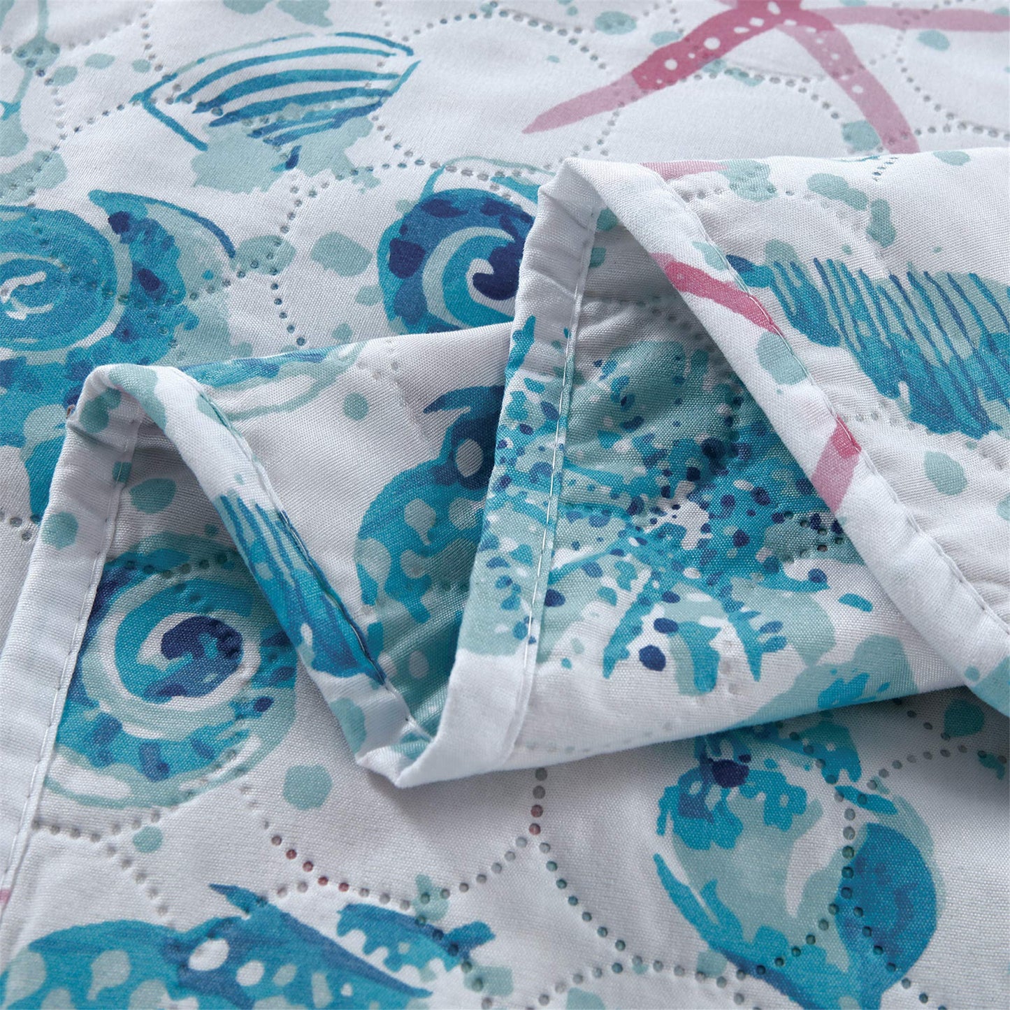 King Size Quilts Bedspread Set Beach King Quilt Set Bedding Set Coastal Summer Ocean Quilts Collection Bedding Beach Bedspread Coverlet Reversible Lightweight Bedding Pink Starfish Aqua Home Quilt Set