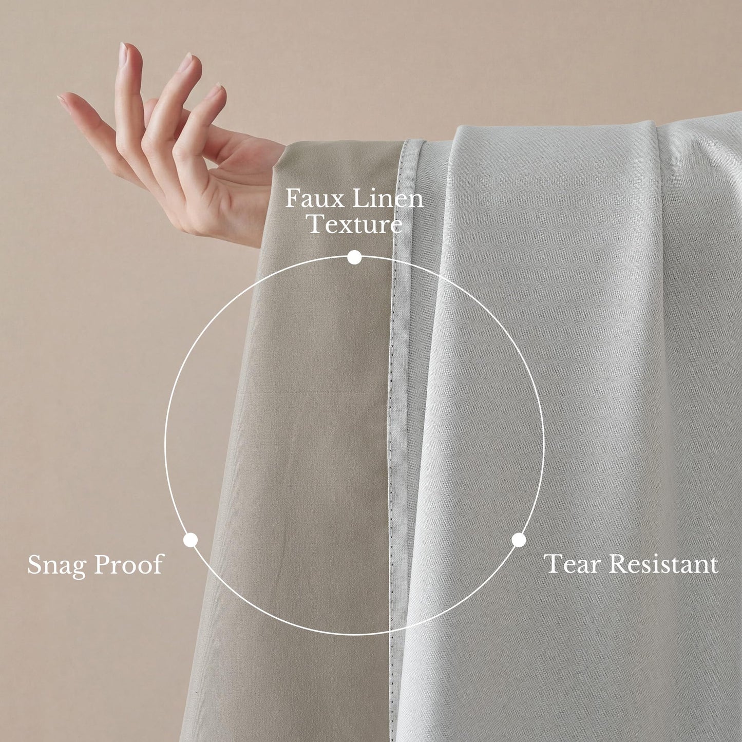 NICETOWN Scratch-Proof 100% Blackout Cloudy White Curtains, High-Density Linen Blend Window Treatments Rod Pocket & Back Tab Thermal Drapes for Bedroom/Living Room, W52 x L84, 2 Panels