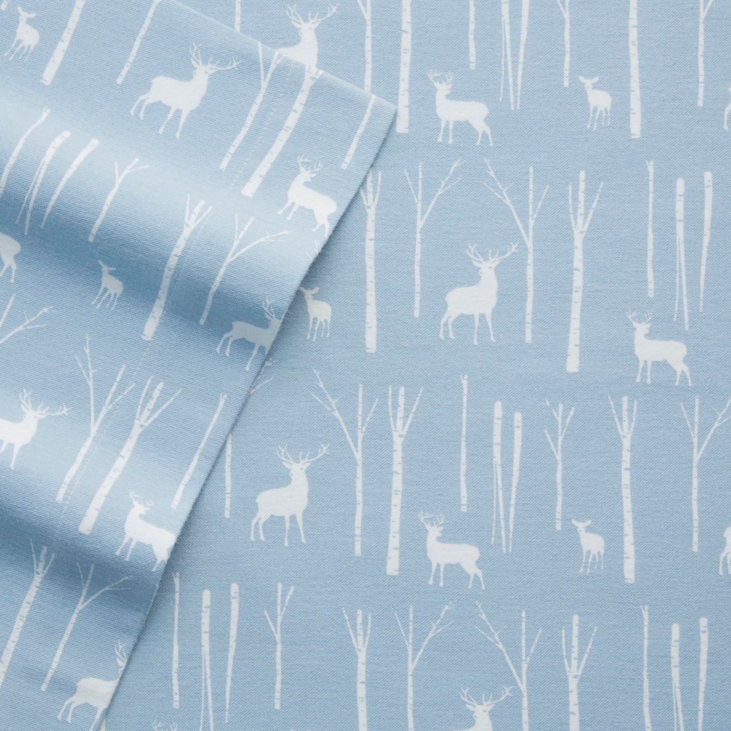 Eddie Bauer - Flannel Sheets Queen Size, Anti-Pilling & Wrinkle Resistant Cotton, Touchably Soft for All-Season Comfort - Bed Sheets with Matching Pillowcases & Fitted Sheet (Birch Forest Light Blue)