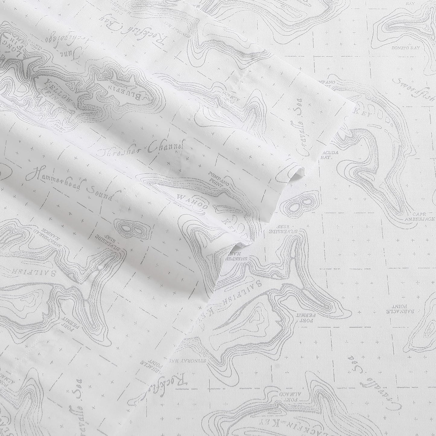 Eddie Bauer - Twin Sheet Set, Cotton Percale Bed Sheets, Crisp & Cool, Ideal Dorm Essentials (Fish ATOL, Twin)
