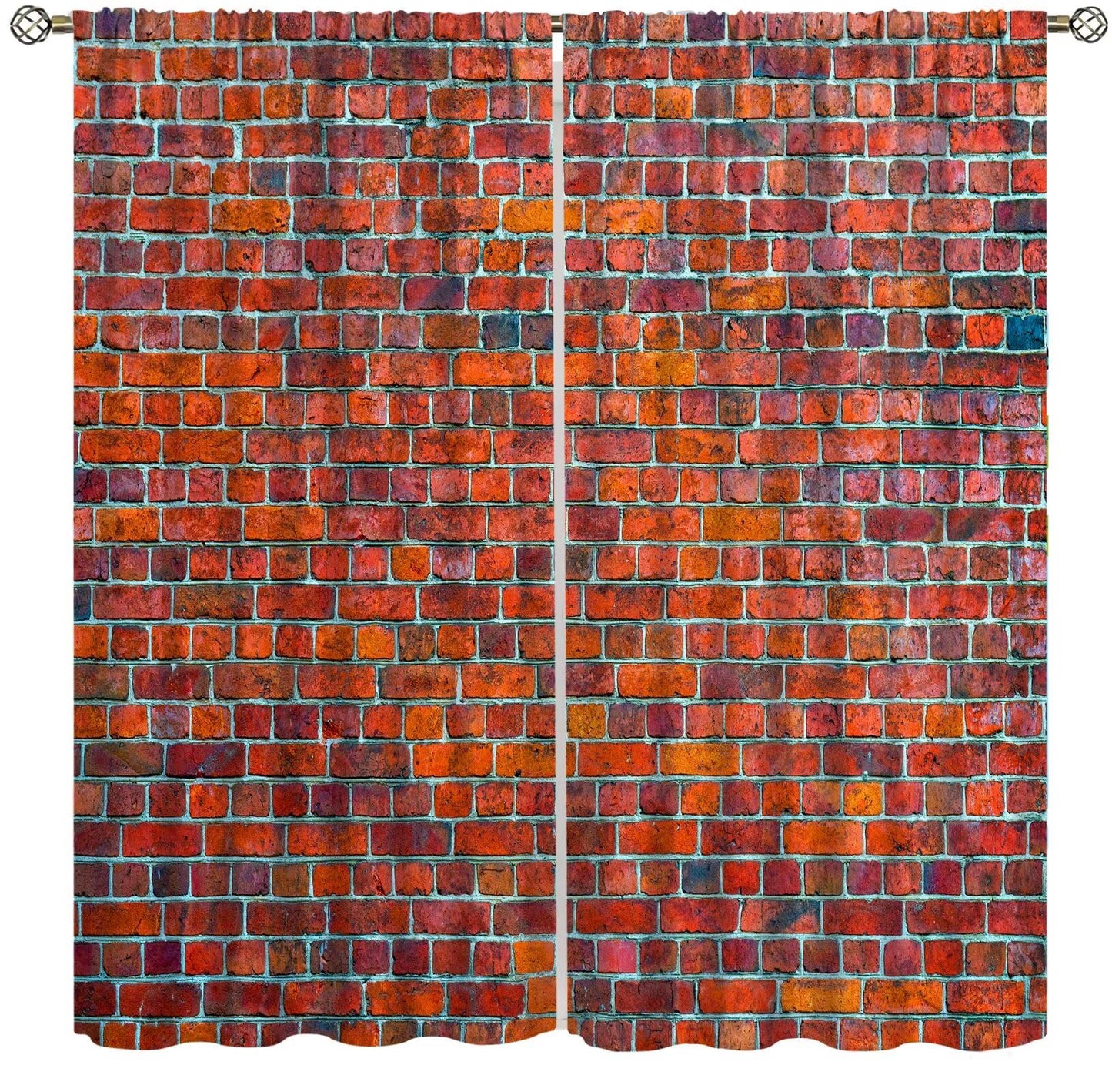 ICMOLYYENLO Vintage Red Brown Brick Wall Curtains, Vintage Stone Brick Rock Country Farmhouse Geometric Pattern Curtains for Living Room Bedroom Blackout Curtains 42x44 Inches