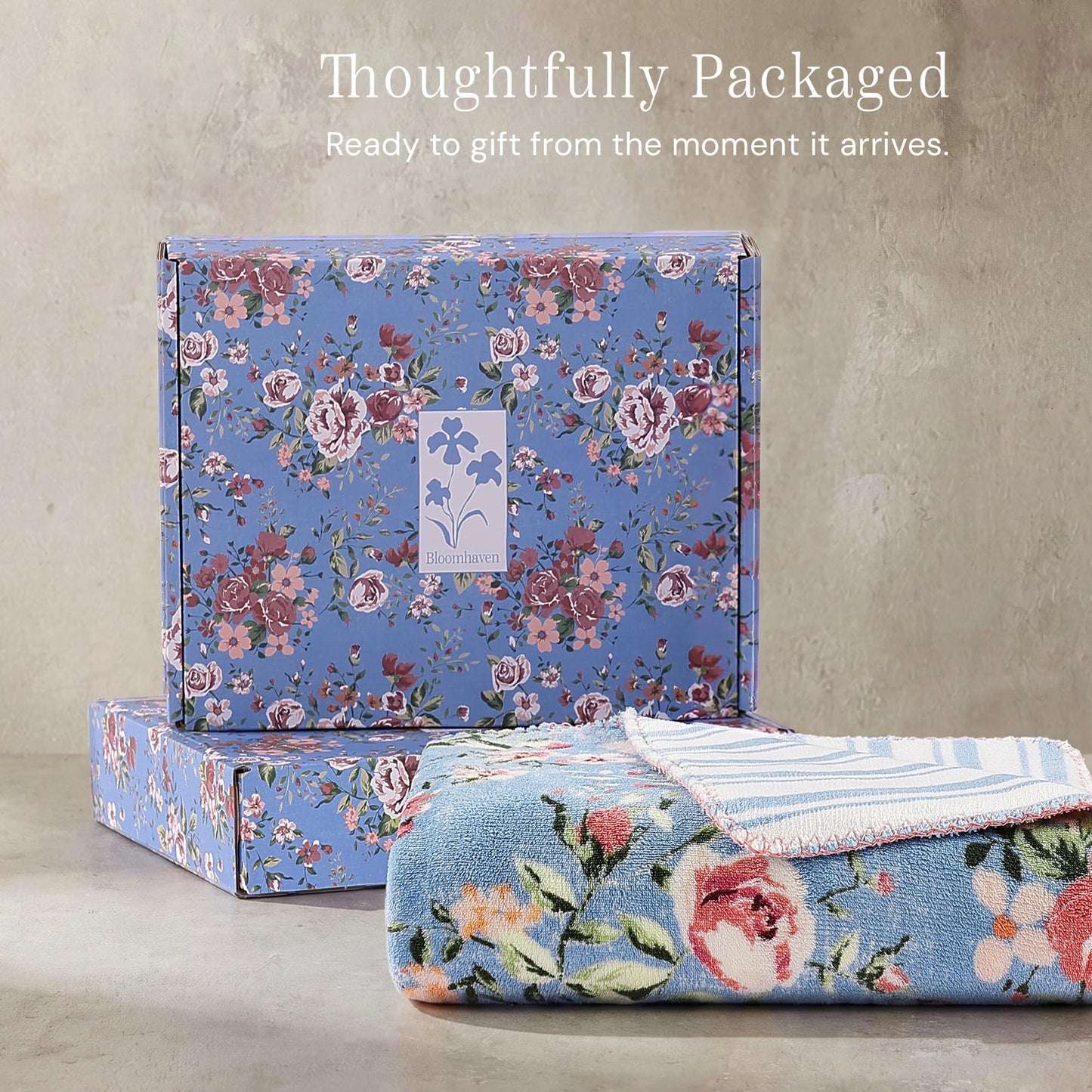 Floral Reversible Throw Blanket, Coco Flannel Bed Blankets for Women Gifts