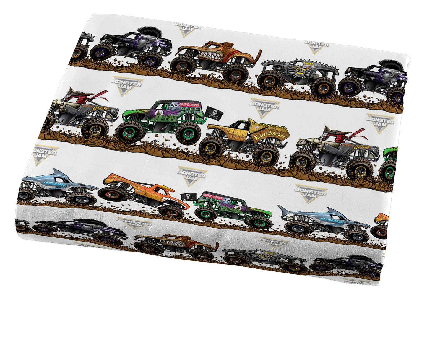 Jay Franco Kids Sheet Set with Fitted, Flat Sheets & Pillow Cover - Ultra-Soft Bedding with Pillowcase for Room Decor, Multi - Monster Jam, 3 Piece Twin