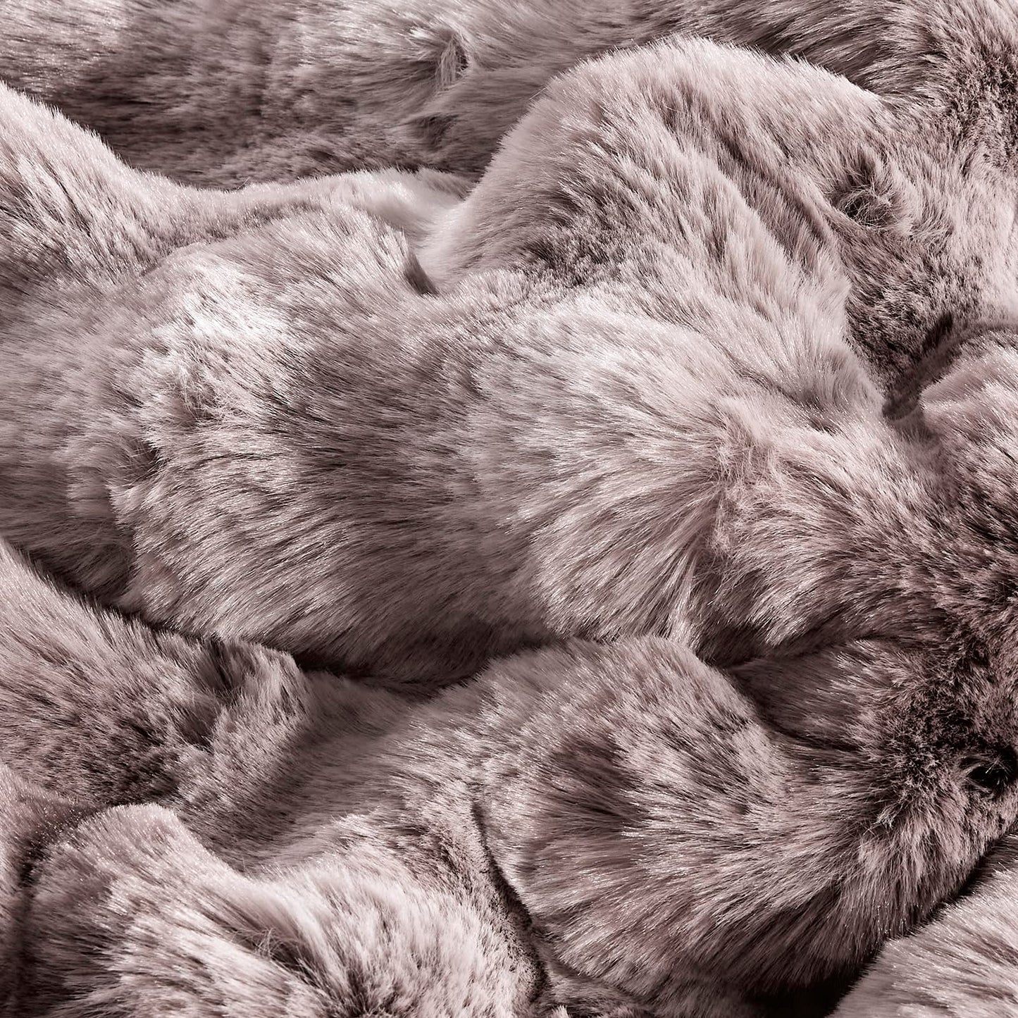 Humesill Luxury Faux Rabbit Fur Comforter Set, 3 Pieces Comforter King Size with 2 Pillow Shams, Tie-dye Fur with Bubble Design for Front and Microfiber Back, Will Light Fill(Dusty Mauve, 104x90 Inch)