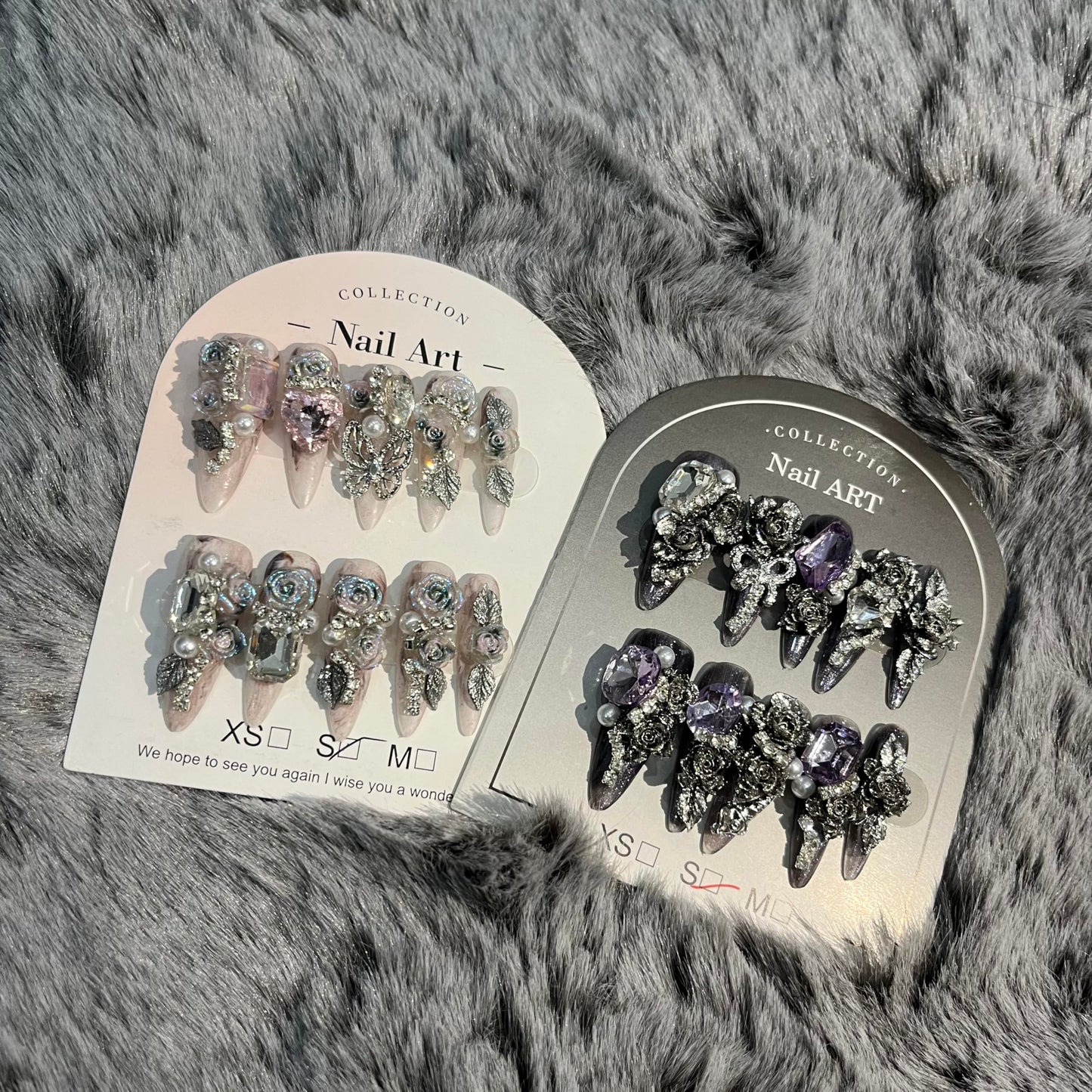 2Packs (20Pcs) Press on Nails Random 30mm Long Manicure Charms Nails Art Nail Kit for Women Party Holiday Photo Wedding Size L
